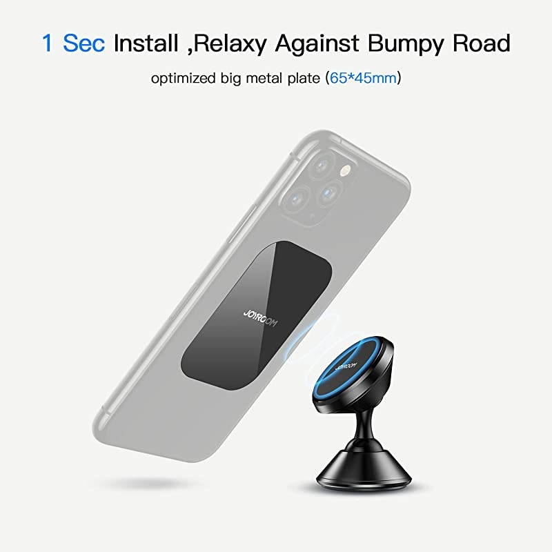 Magnetic Phone Mount for Dashboard,  [Strong Magnets6] Phone Holder for Car, 360&deg; Adjustable Black Alloy Car Mount, Magnetic Phone Holder for Car