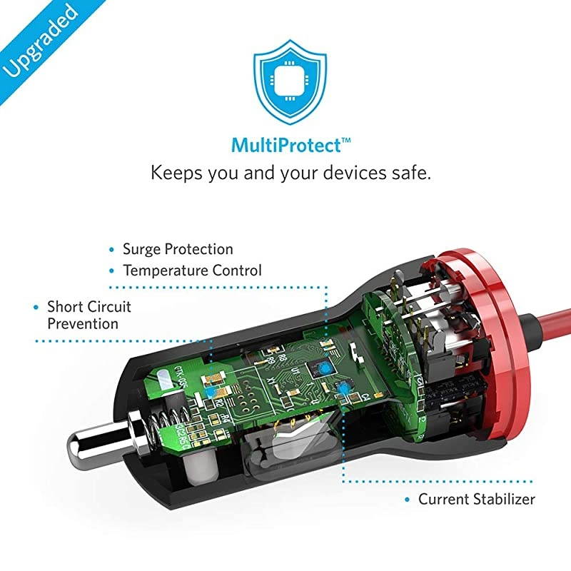 iPhone Car Charger,  12W 5V Lightning Car Charger [Mfi-Certified], PowerDrive Car Charger with 3ft Apple Certified Cable, for iPhone XS/Max/XR/X/8/7/6/Plus, iPad Pro/Air 2/Mini, and More