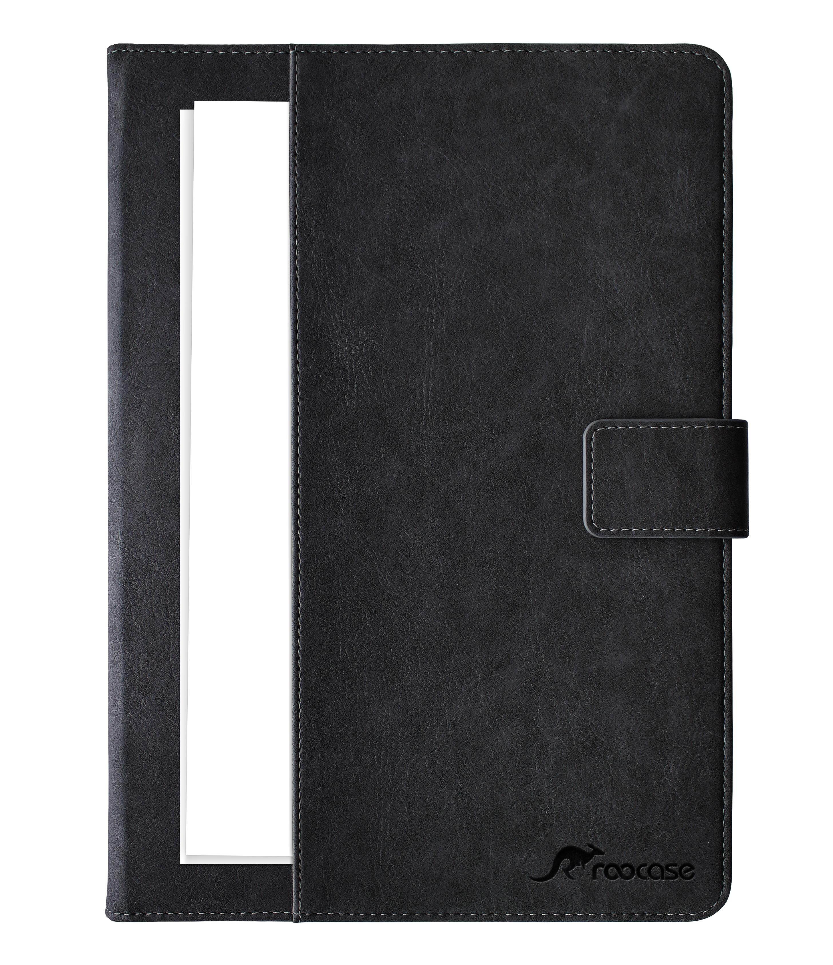 roocase ipad 9.7 2018/2017 case, premium leather folio case with apple pencil holder, multiangle viewing stand, smart cover auto sleep/wake function for apple ipad 9.7inch 2017/2018, black