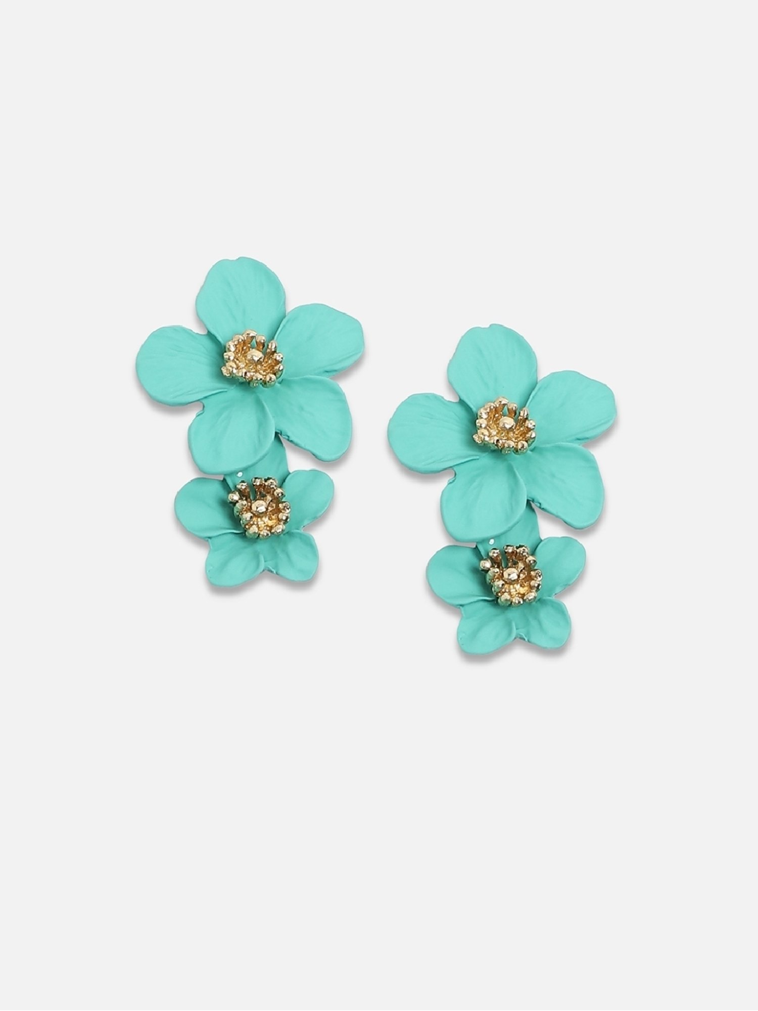Sohi Women's Maxi Flora Drop Earrings  Aqua Blue