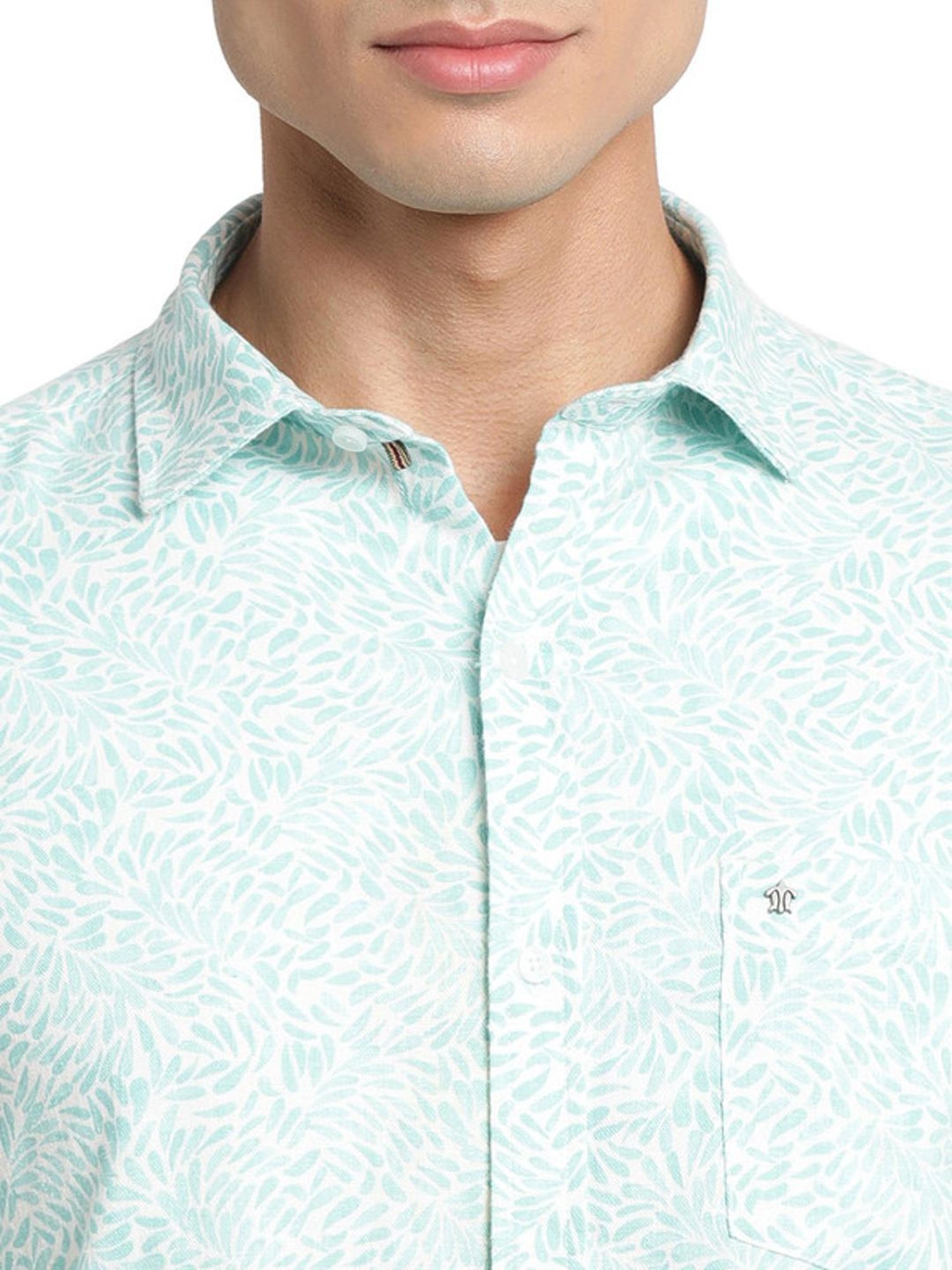 Kuons Avenue Cobalt Blue Slim Fit Denim Shirt