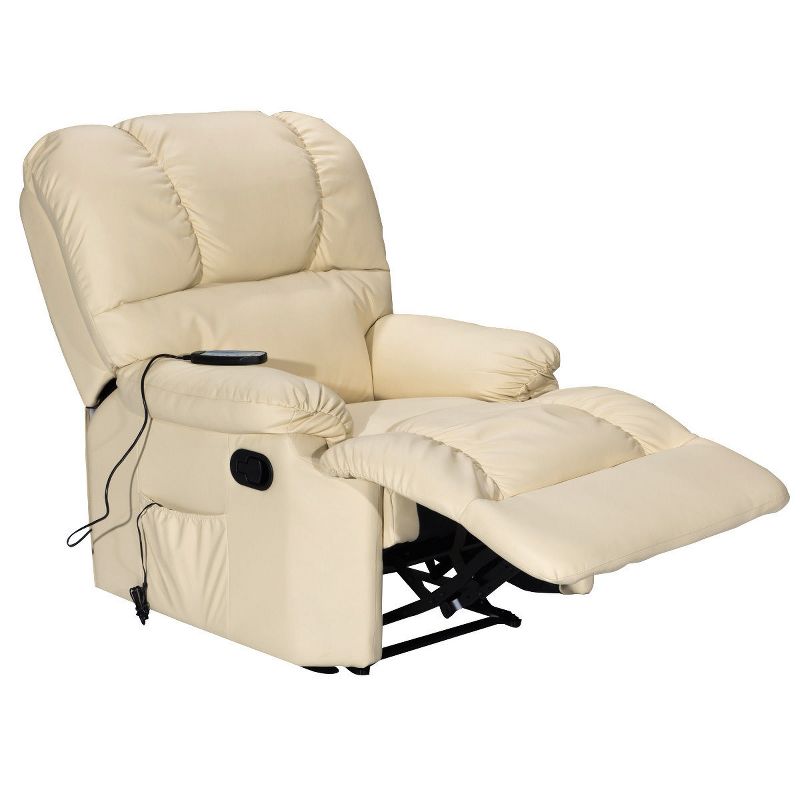 Costway Recliner Massage Sofa Chair Deluxe Ergonomic Lounge Heated W/Control Beige