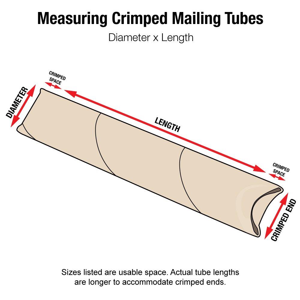 Aviditi S2030K Crimped End Mailing Tubes, 2" x 30", Kraft (Pack of 50)