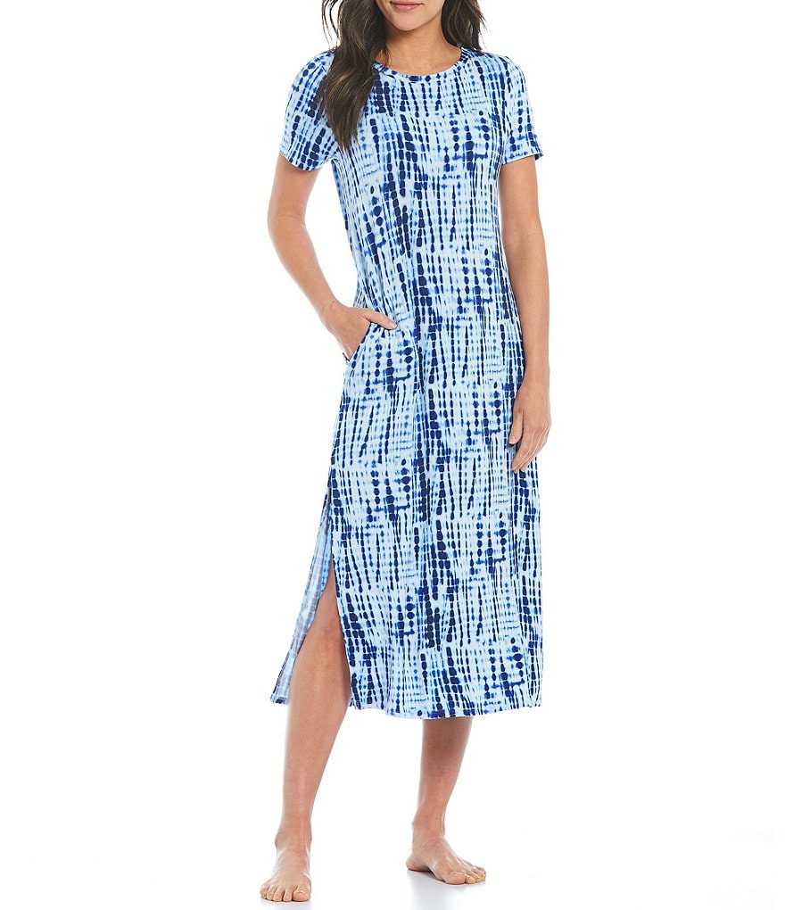 iRelax Printed French Terry Maxi Sleep Nightgown