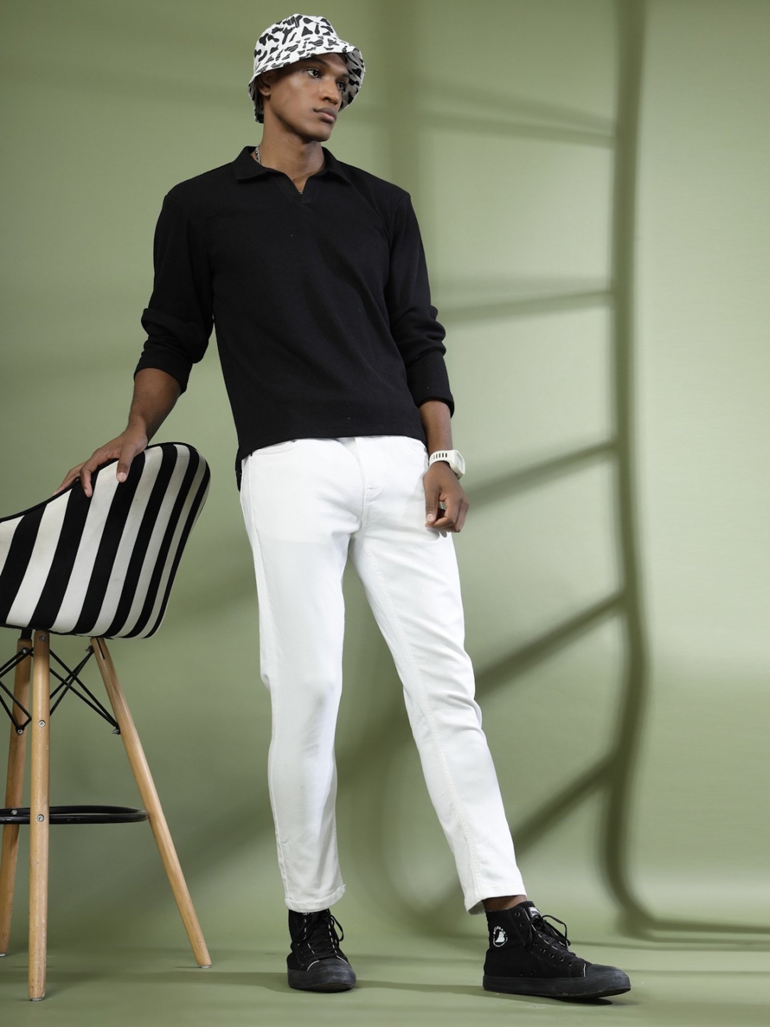 Rigo Black Cotton Boxy Fit Polo T-Shirt