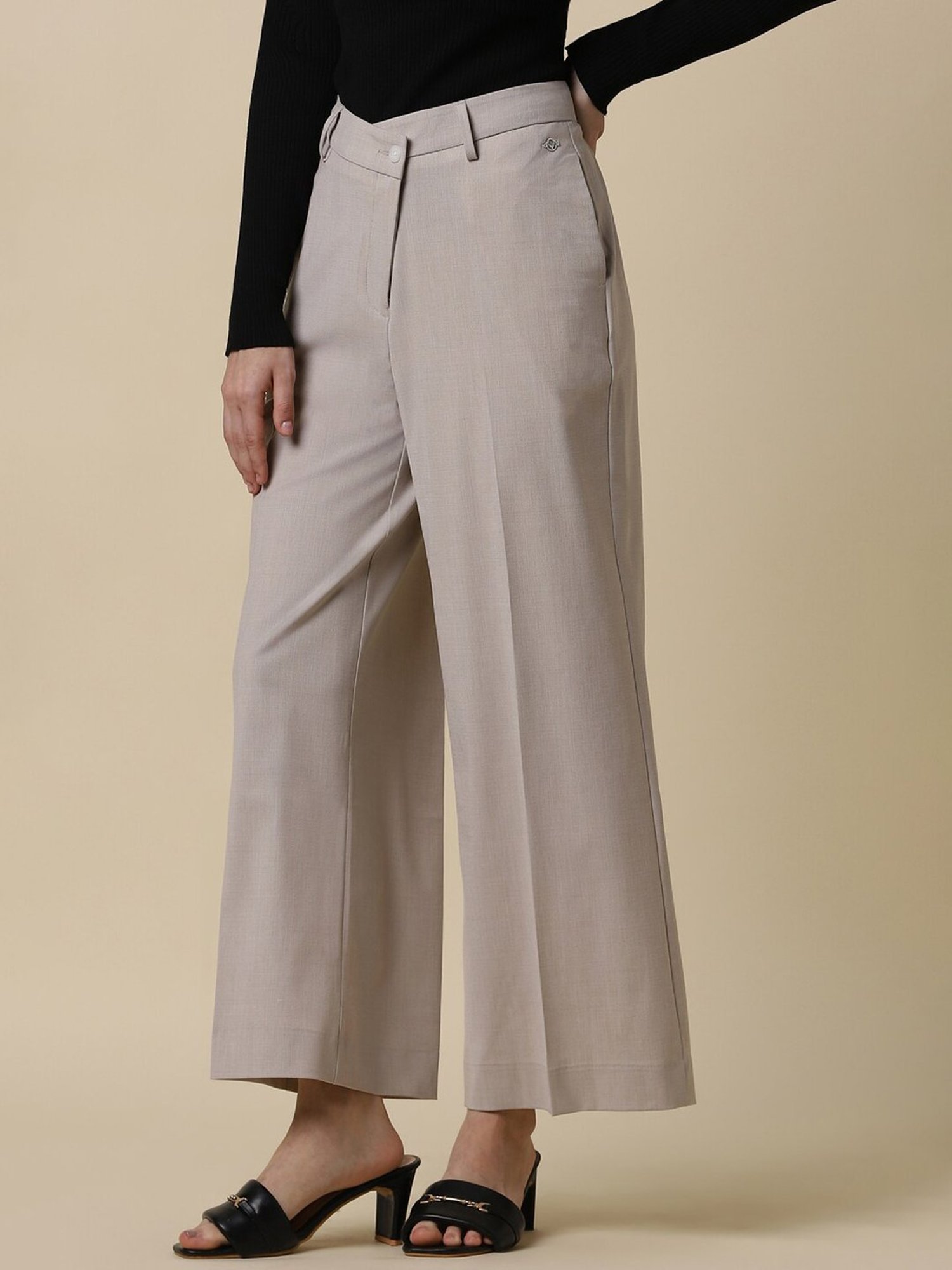 Allen Solly Beige Textured Trousers