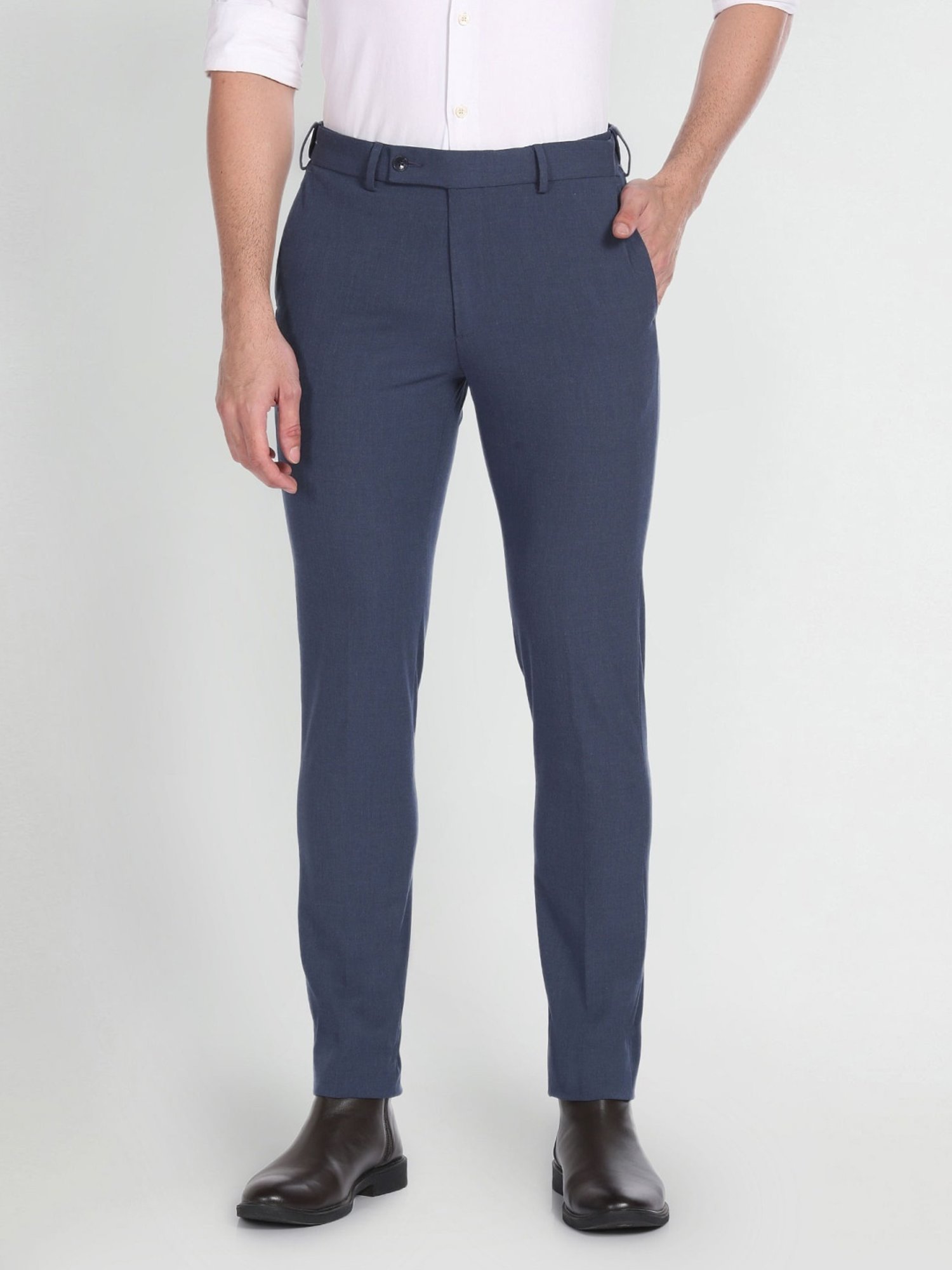 Arrow Blue Slim Fit Trousers
