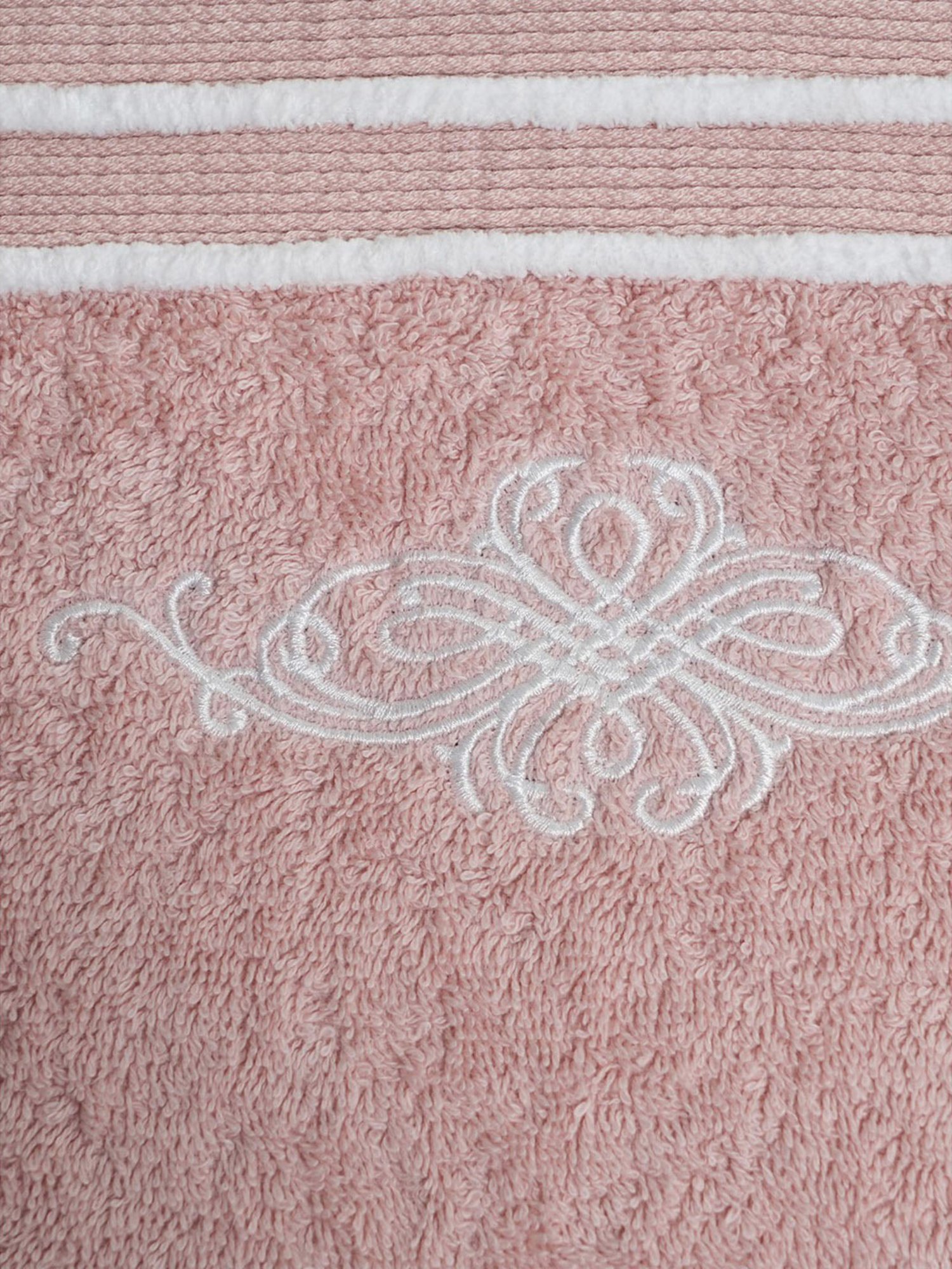 Maspar Vintage Tranquil Essence Cross Wise Embroidery Peach Cotton Bath Towel Bath Towel
