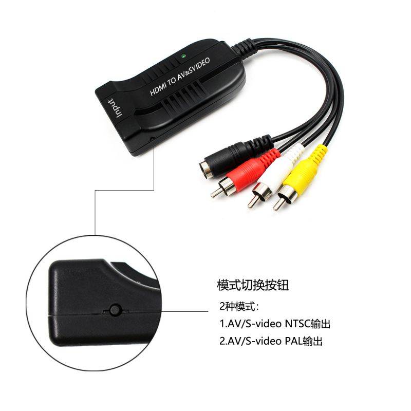 HDMI to Male Composite 3RCA AV R/L Female S-Video Audio Vdieo Converter Adapter Support 720P/1080P with Male RCA Cable for PC Laptop Xbox PS3 TV STB VHS VCR Camera Blue-Ray DVD