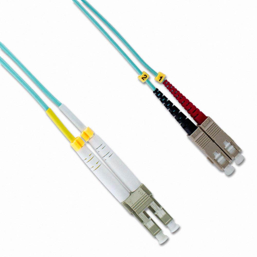 NavePoint LC-SC 10GB Fiber Optic Cable Duplex 50/125 Multimode 50M Aqua