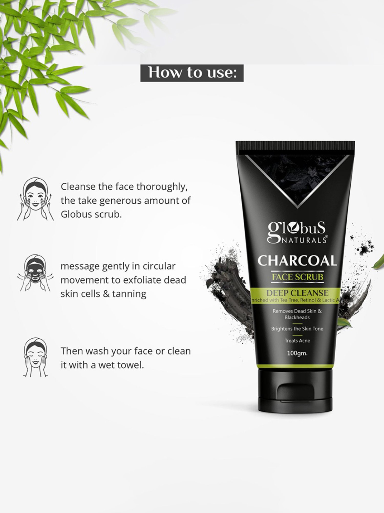 Globus Naturals Charcoal Face Scrub - 100 gm