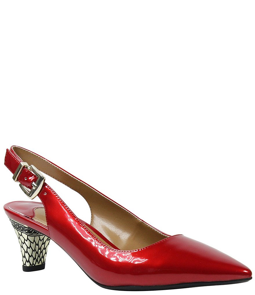 J. Renee Mayetta Slingback Pearlized Patent Dress Metal Heel Pumps