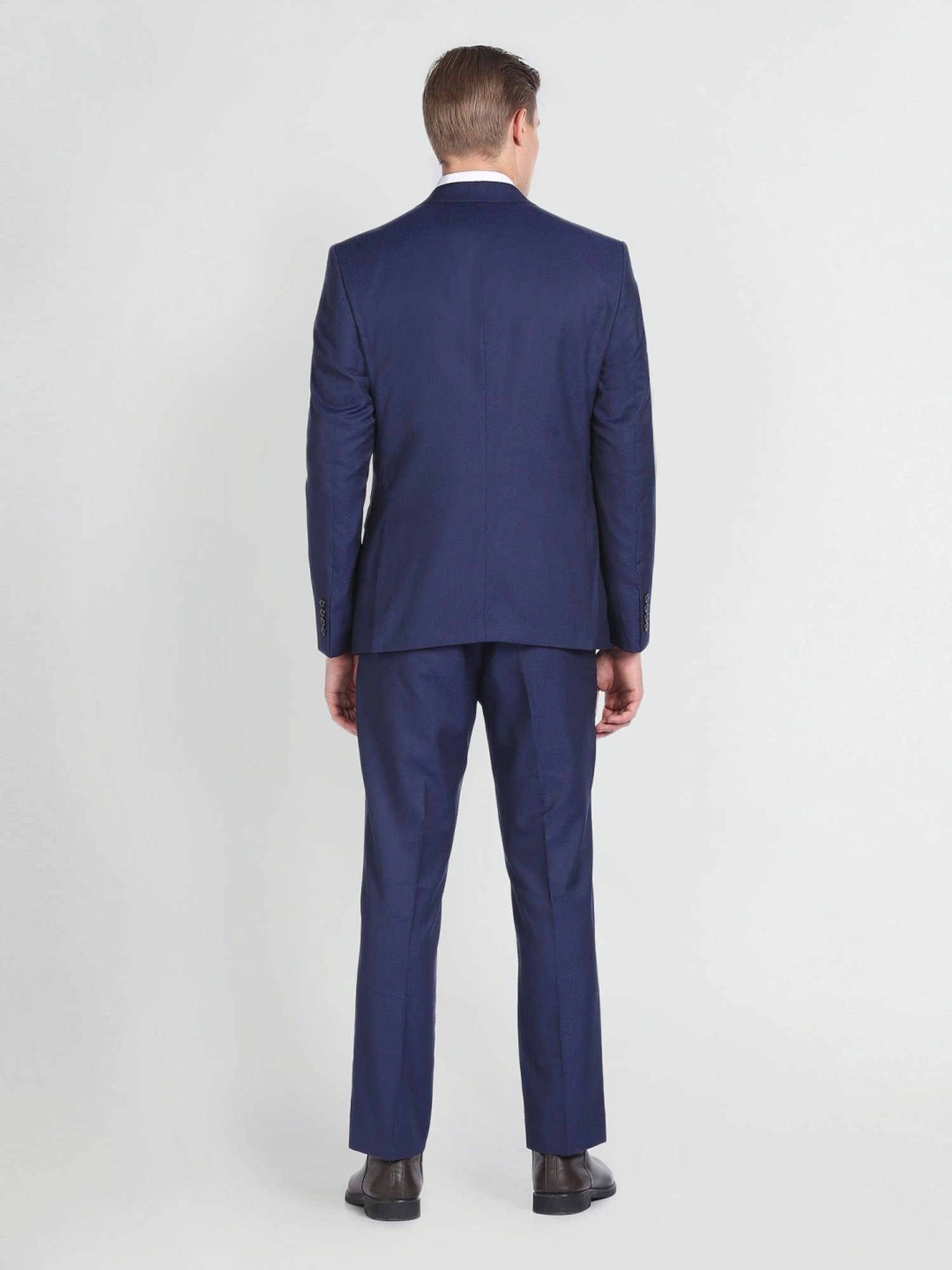 Arrow Navy Slim Fit Self Pattern Three Piece Suits