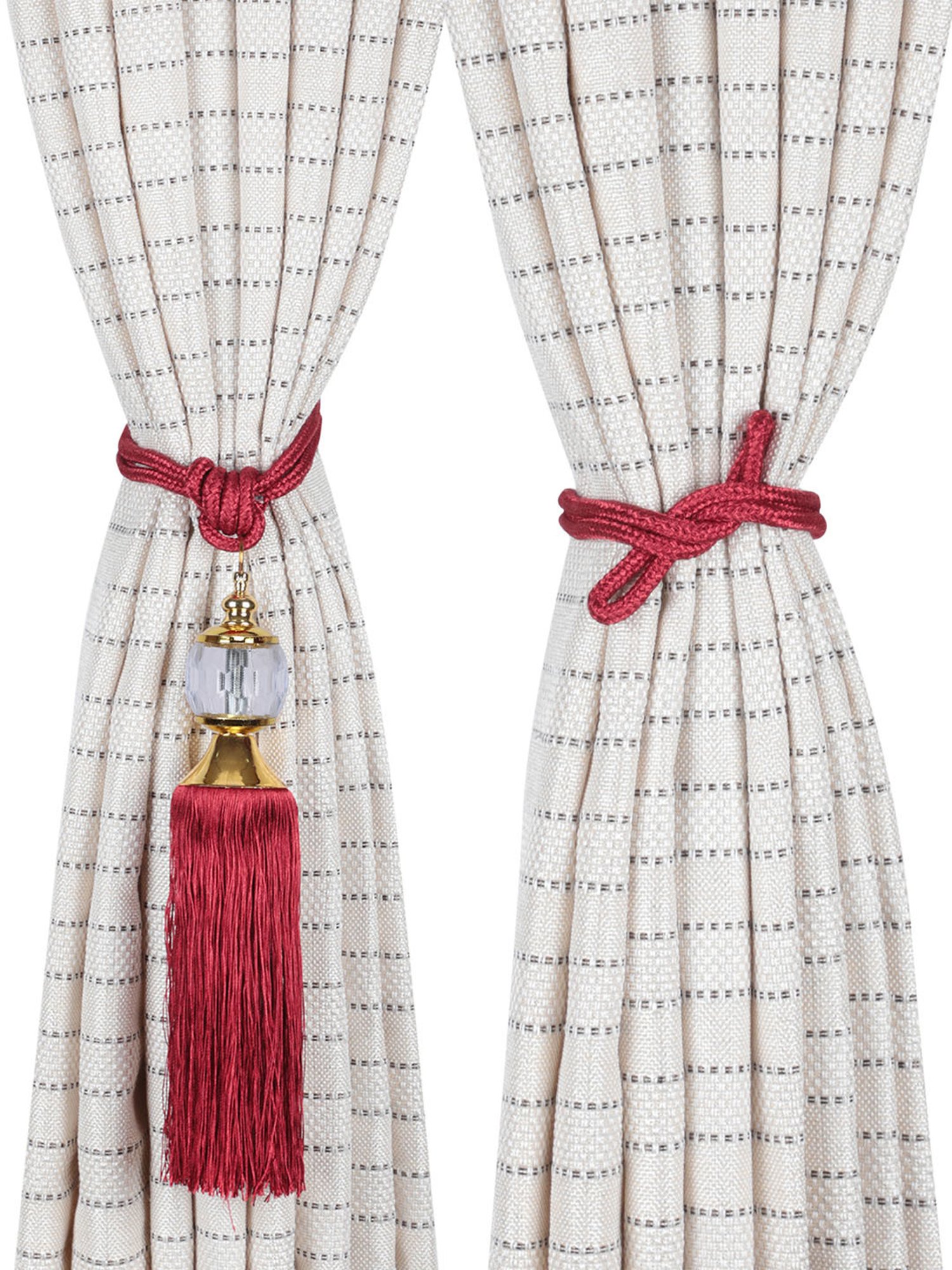Romee Red Polyester Printed Curtain Tie and Hold Backs