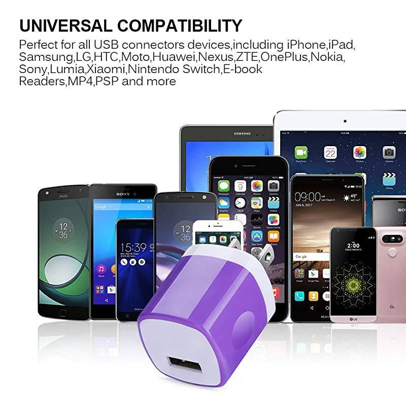Charging Block,5 Pack One Port Wall Charger 1A/5V Plug Cube Power Adapter Compatible with iPhone 12/11 Pro Max XS XR X,Samsung Galaxy S21 Ultra 5G S20 S10 S9 Note 20,LG,Moto,Google Pixel 5,4XL