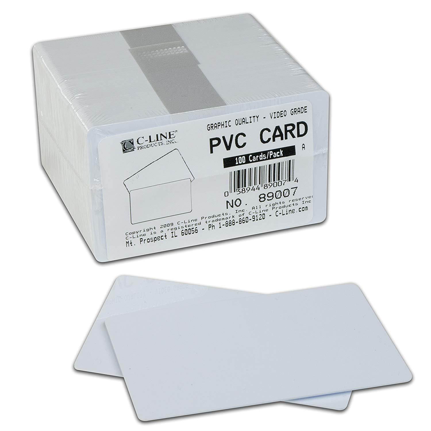 C-Line Graphics Quality Video Grade PVC Card for ID Badges, White, 100 per Pack (89007)