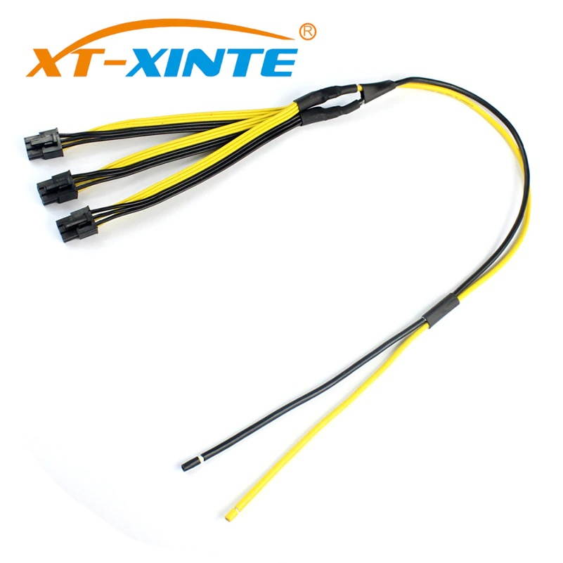 XT-XINTE S7/S9 to Triple 3X PCI-E PCIe PCI Express 6Pin Graphic Card Splitter Power Cable Cord for BTC miner Machine 12AWG+18AWG