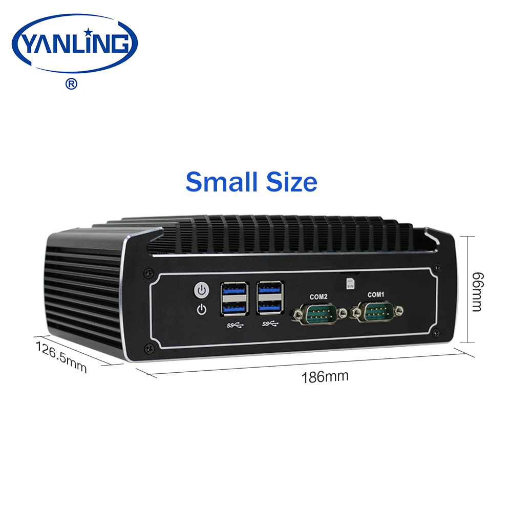 Fanless Mini Computer, Intel 8th Gen. i5-8250U CPU  Industrial Computer Mini Desktop PC,With DP HD Dual LAN2COM,4USB3.0,SIM Slot,Windows 10 Pro,4GB DDR4 RAM,32GB SSD