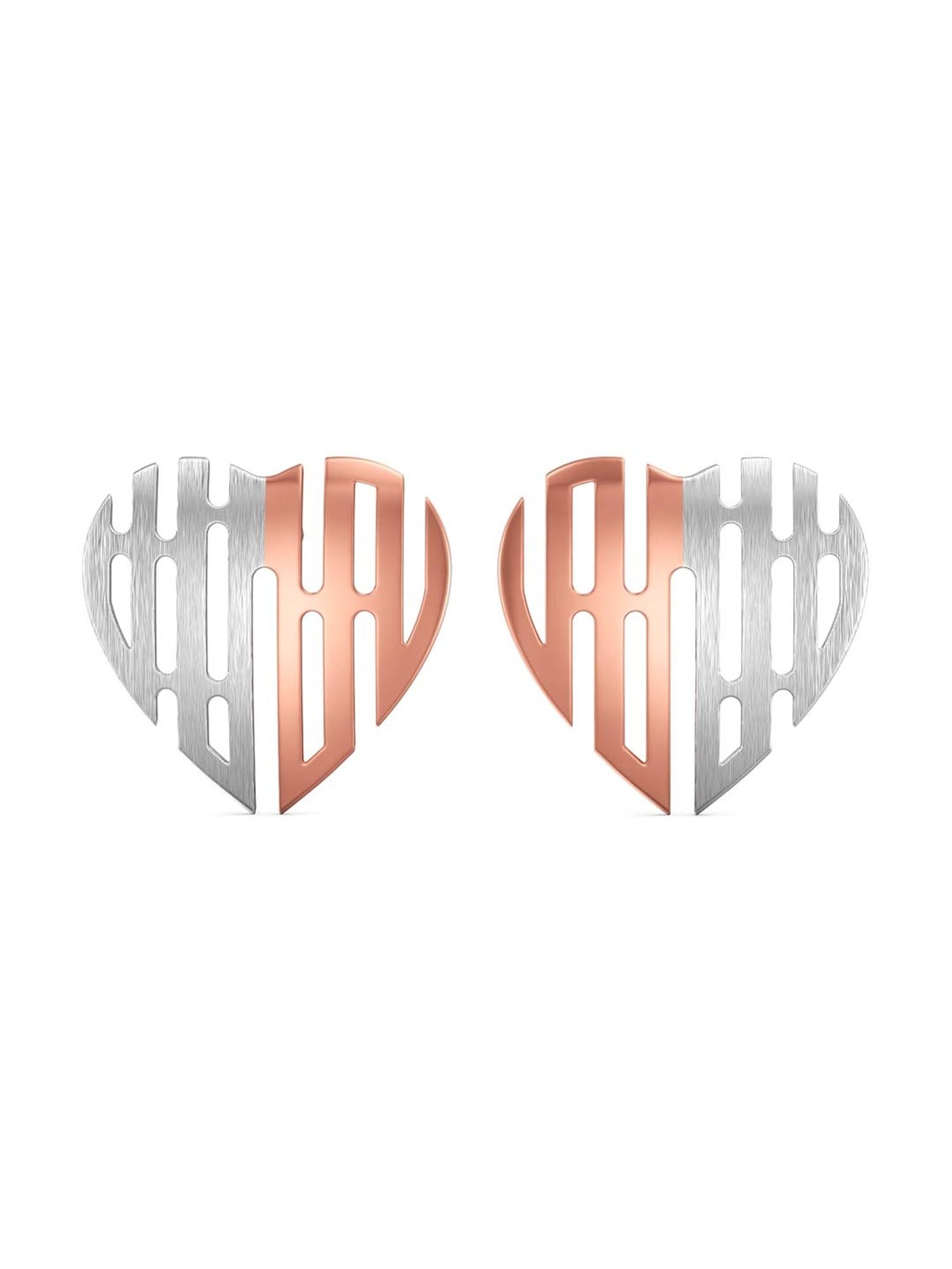 Joyalukkas 950 Platinum Lovely Heart & Rose Gold Earring