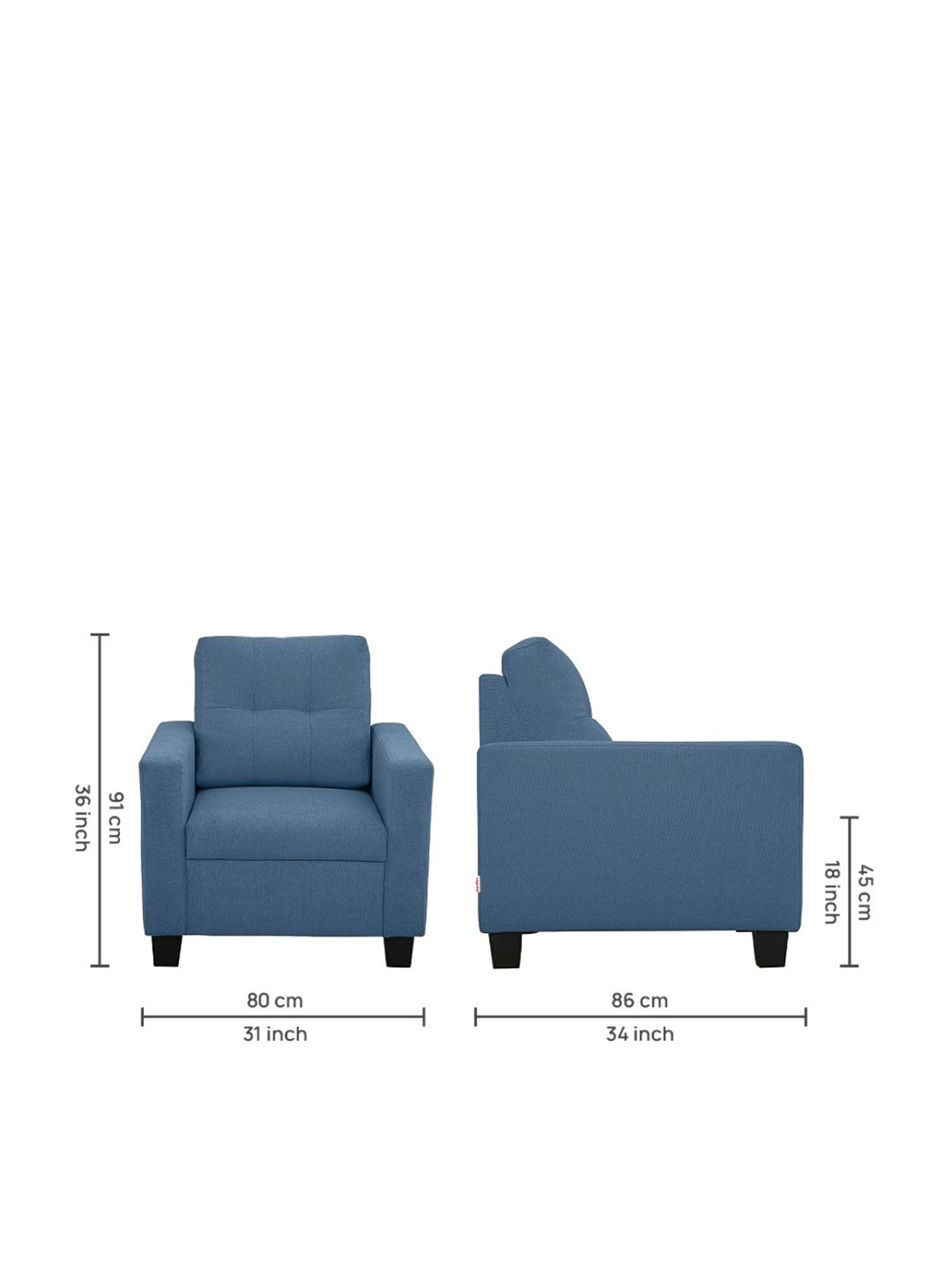 Duroflex Ease Blue Wood 1 Seater Sofa