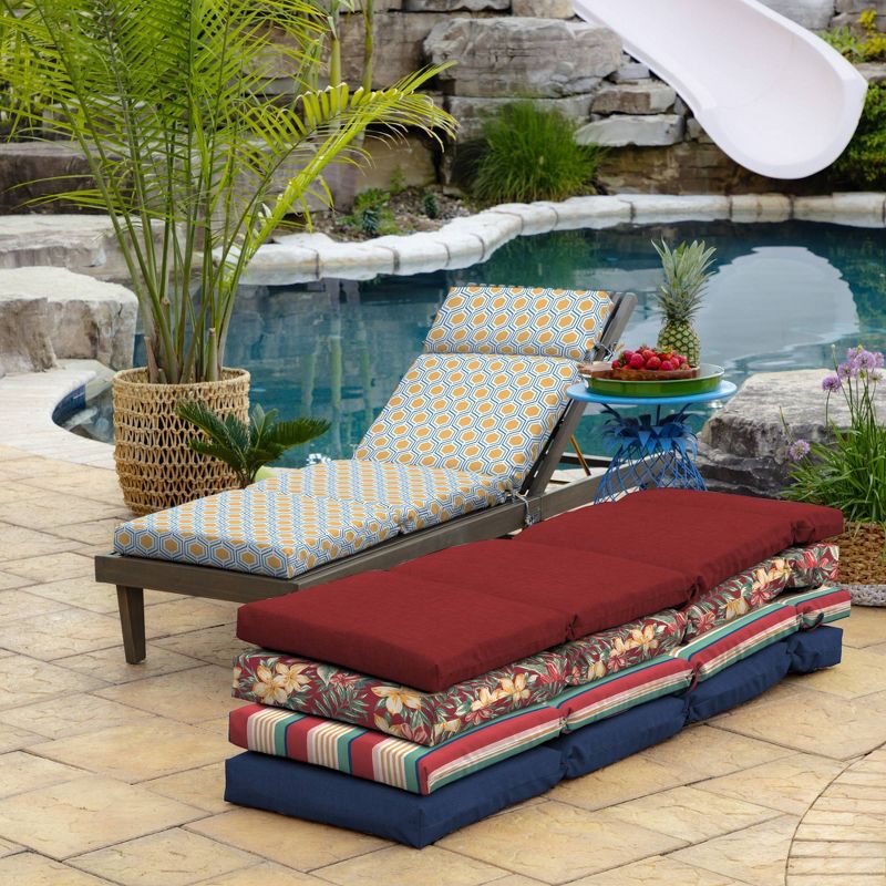 Honeycomb Outdoor Chaise Lounge Cushion Yellow - Arden Selections