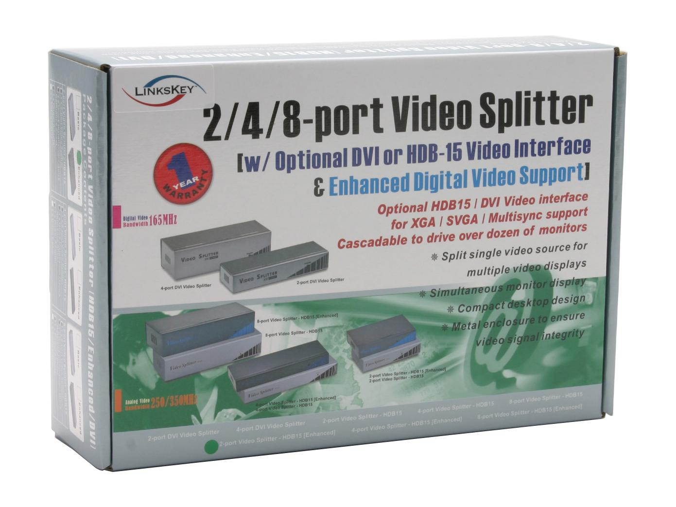LINKSKEY LVS-002E 2-port Video Splitter w/ Enhanced Video (Cascadable)
