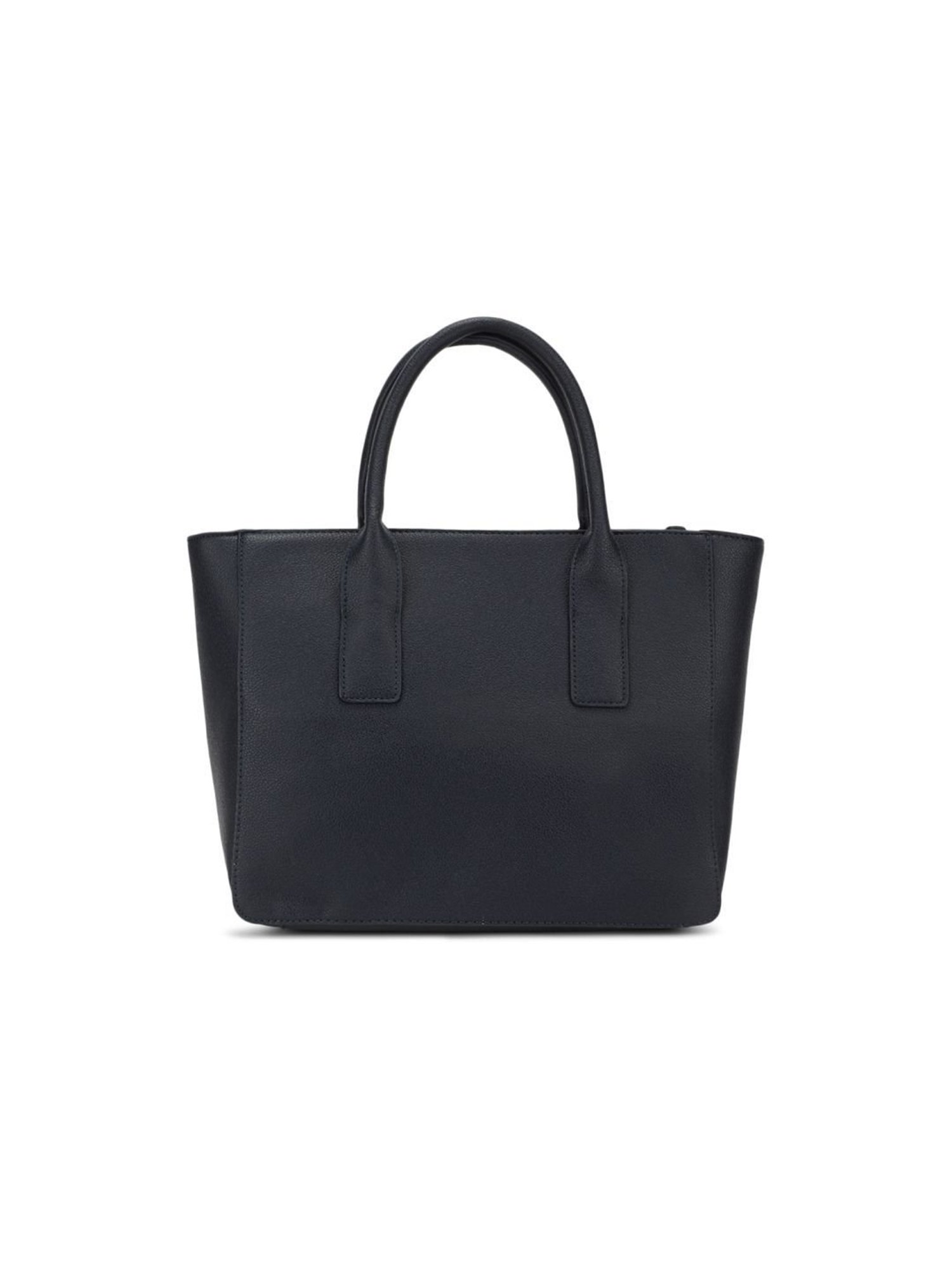 Tyra Eslia Navy Solid Faux Leather Tote Handbag