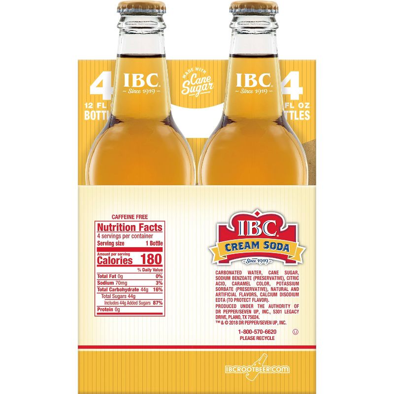 I.B.C. Cream Soda Made with Sugar - 4pk/12 fl oz Glass Bottles