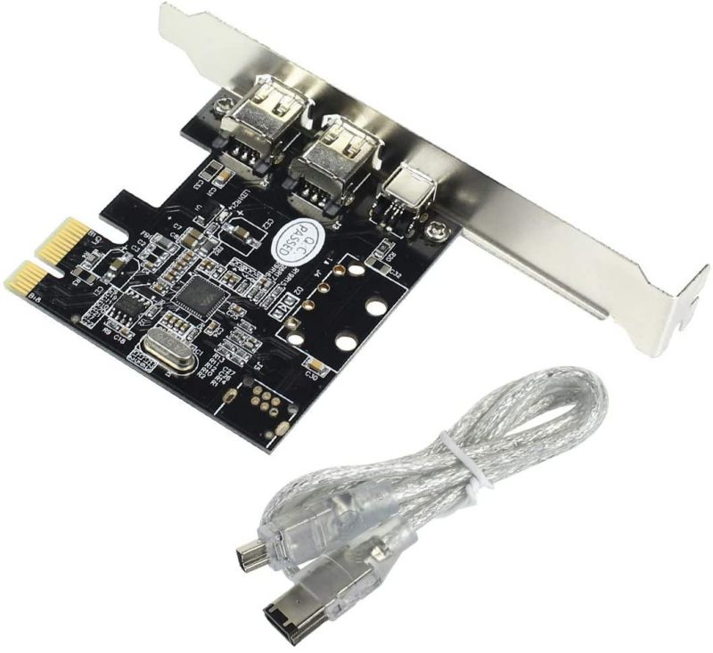 JMT 3 Ports 1394A Firewire Expansion Card PCI Express to IEEE 1394 Adapter Controller 2 x 6 Pin and 1 x 4 Pin for Firewire Desktop PC for Video Audio Transmission with Firewire Cable