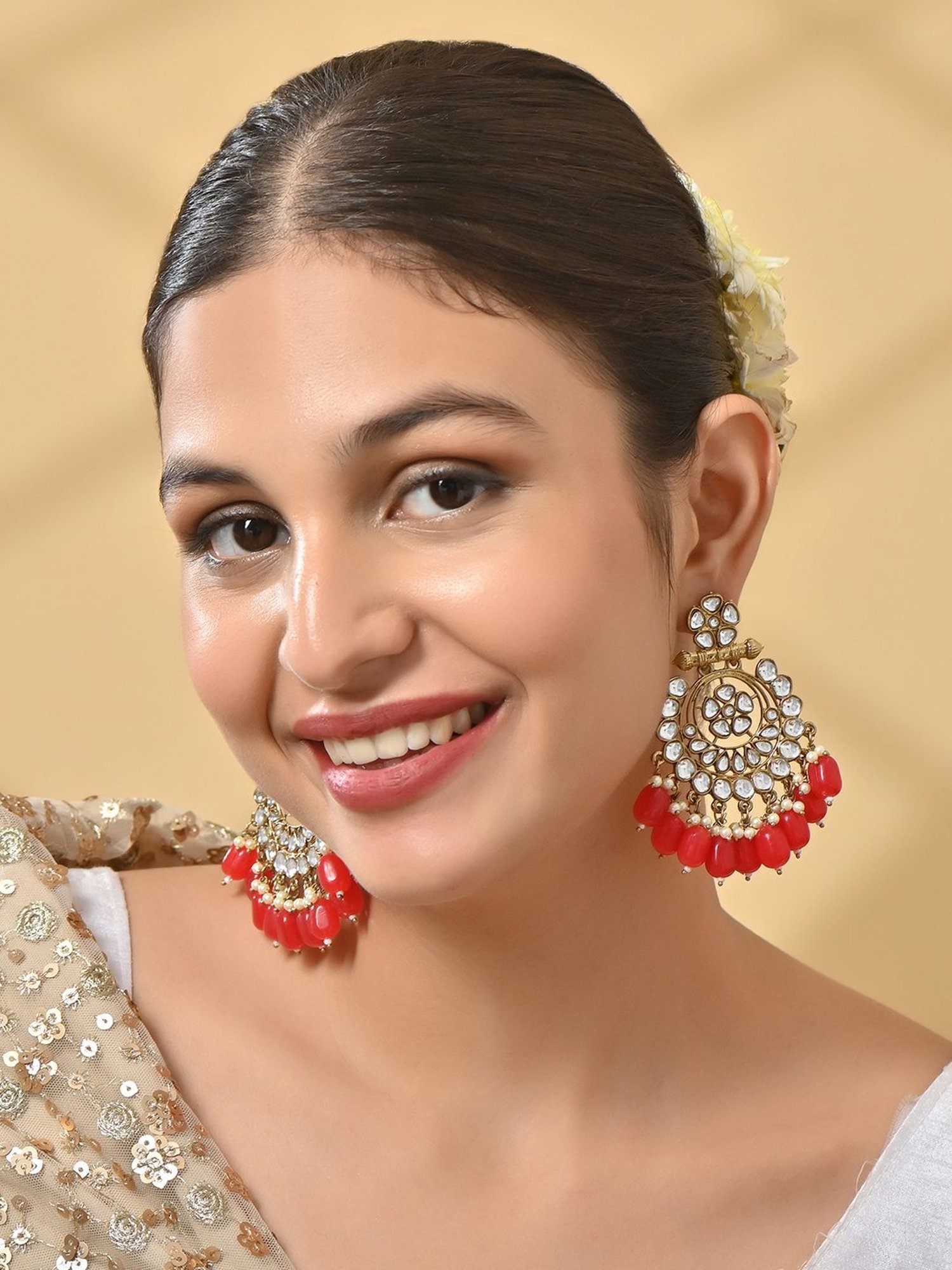 Fida Oxidised Silver Plated Bridal Chand Bali Earrings for Women