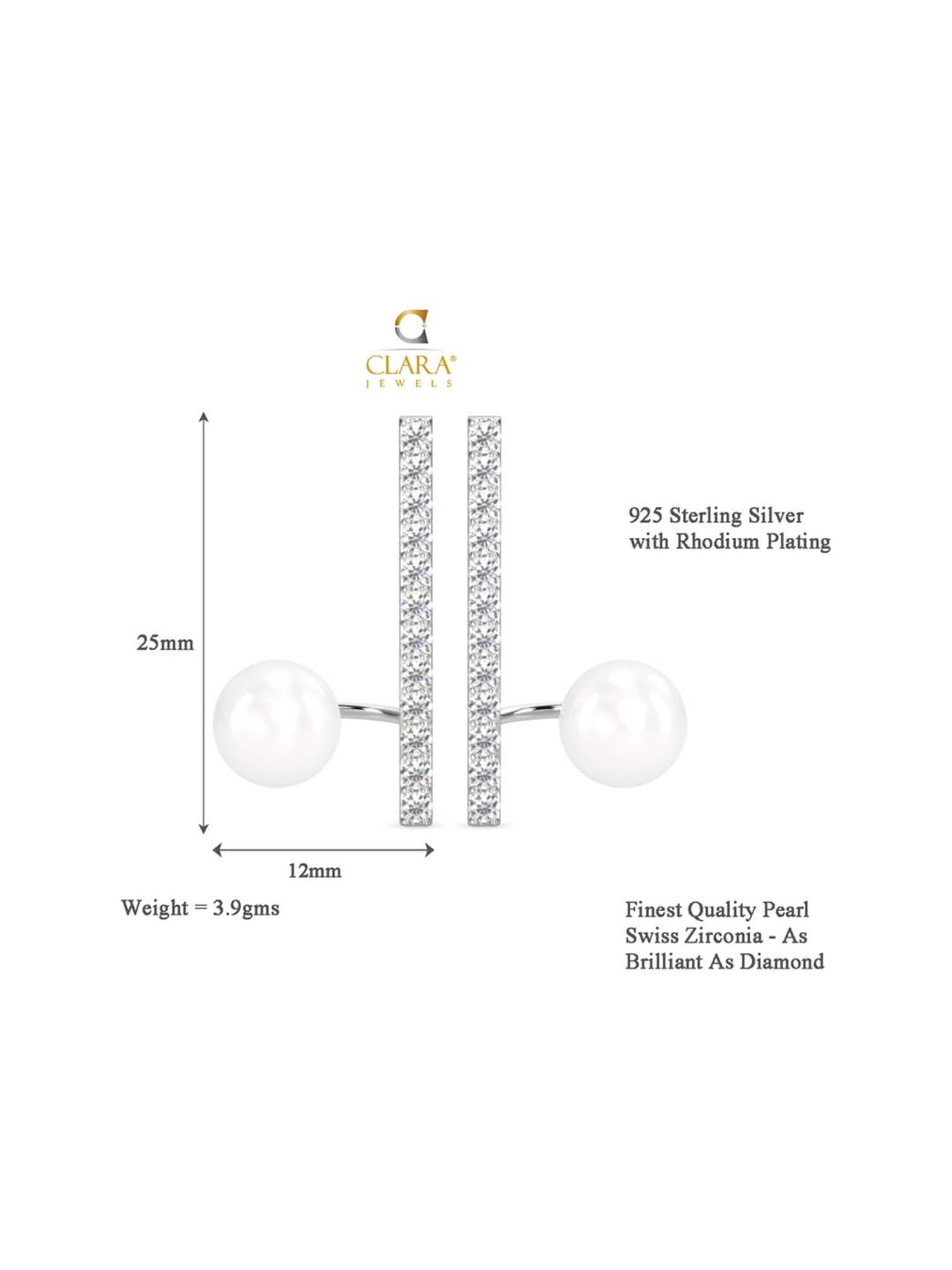 Clara 92.5 Sterling Silver Rhodium-Plated Swiss Zirconia Ichika Earrings