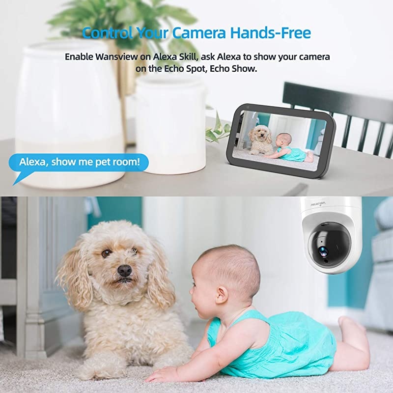 Baby Monitor Camera,  1080PHD Wireless Security Camera for Home, WiFi Pet Camera for Dog and Cat, 2 Way Audio, Night Vision, Works with Alexa Q6-W &hellip;