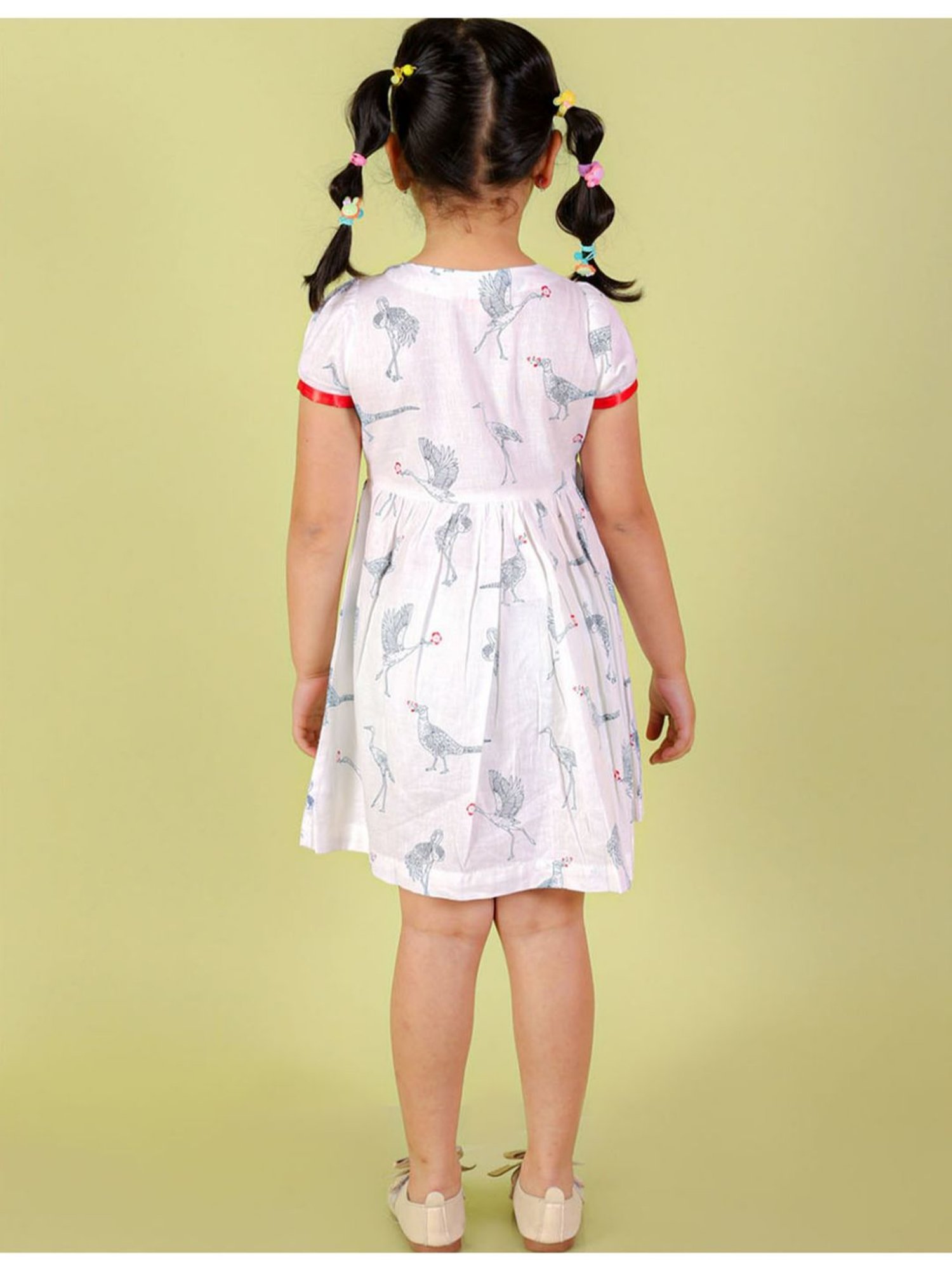 Lil Drama Kids White Printed Dress