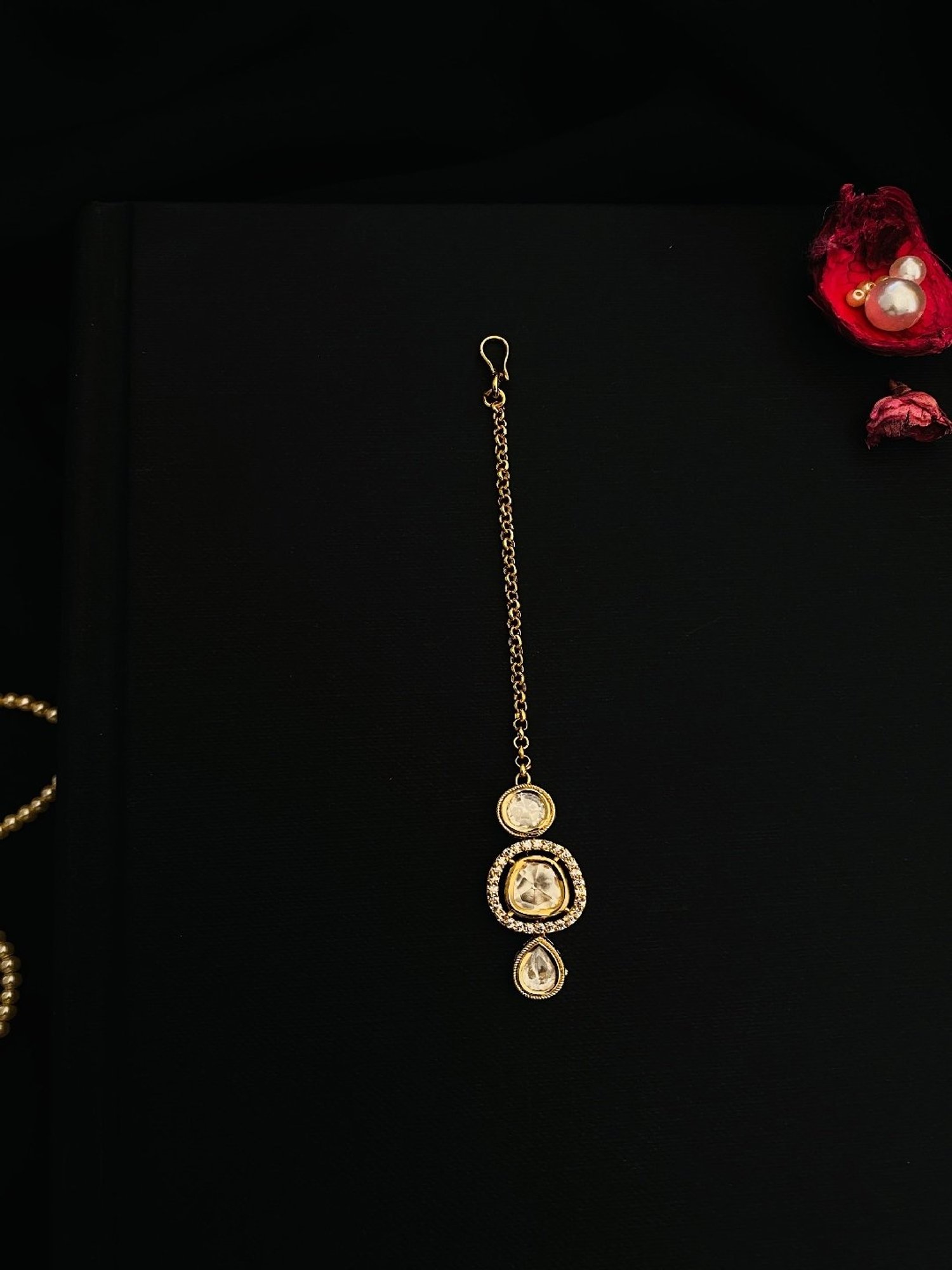 Abdesigns Gold-Plated Royal Polki Kundan Maang Tikka