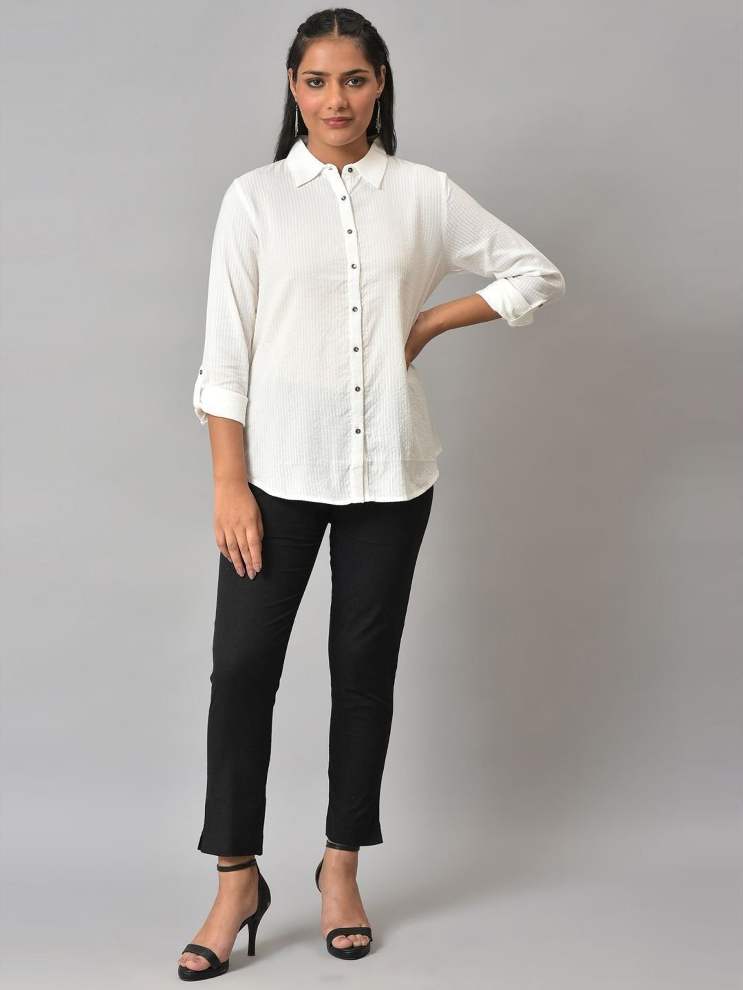 W White Cotton Regular Fit Shirt