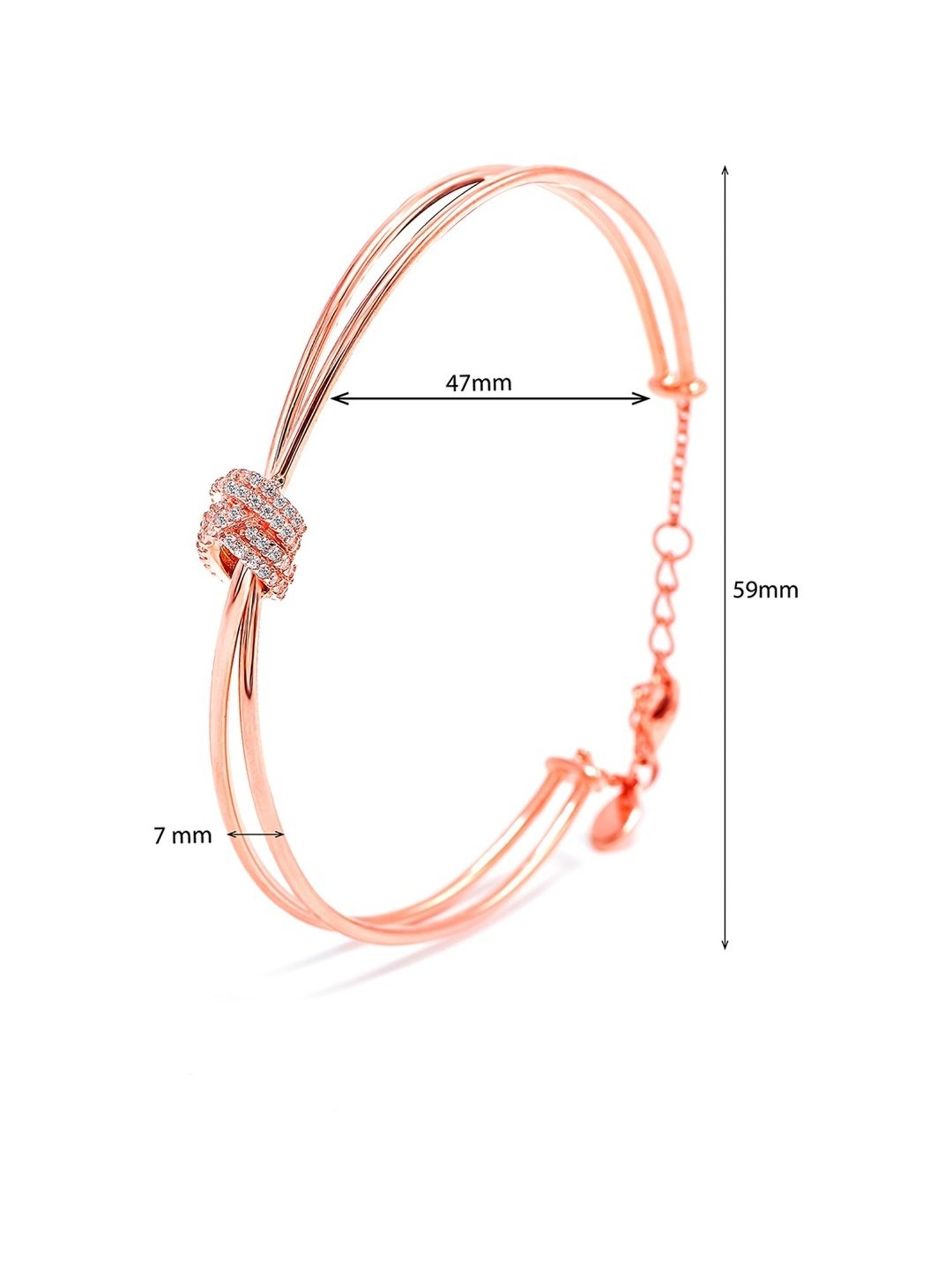 Silberry 92.5 Sterling Rose Gold Knot Kada