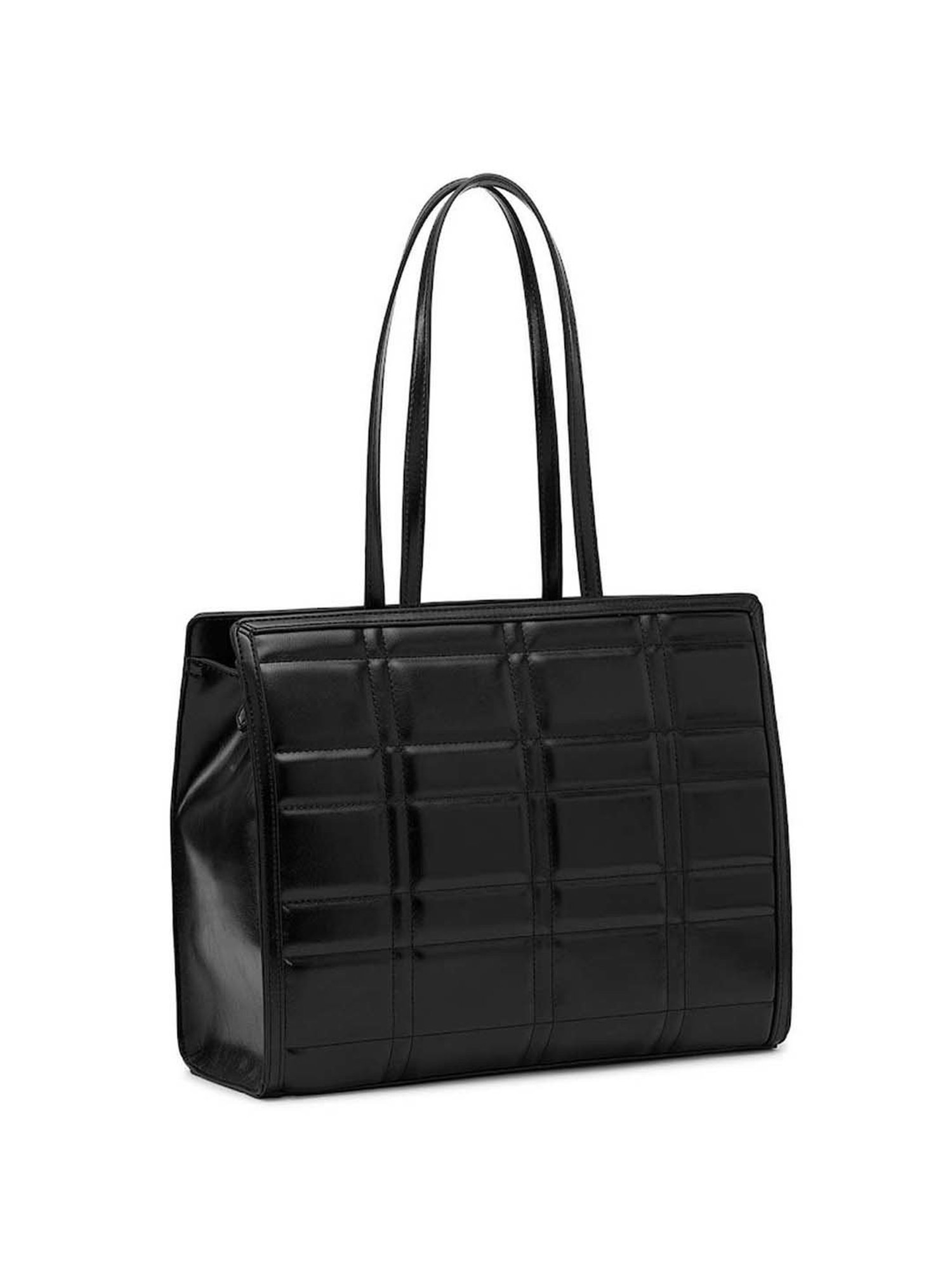Miraggio Black Quilted Large Tote Handbag