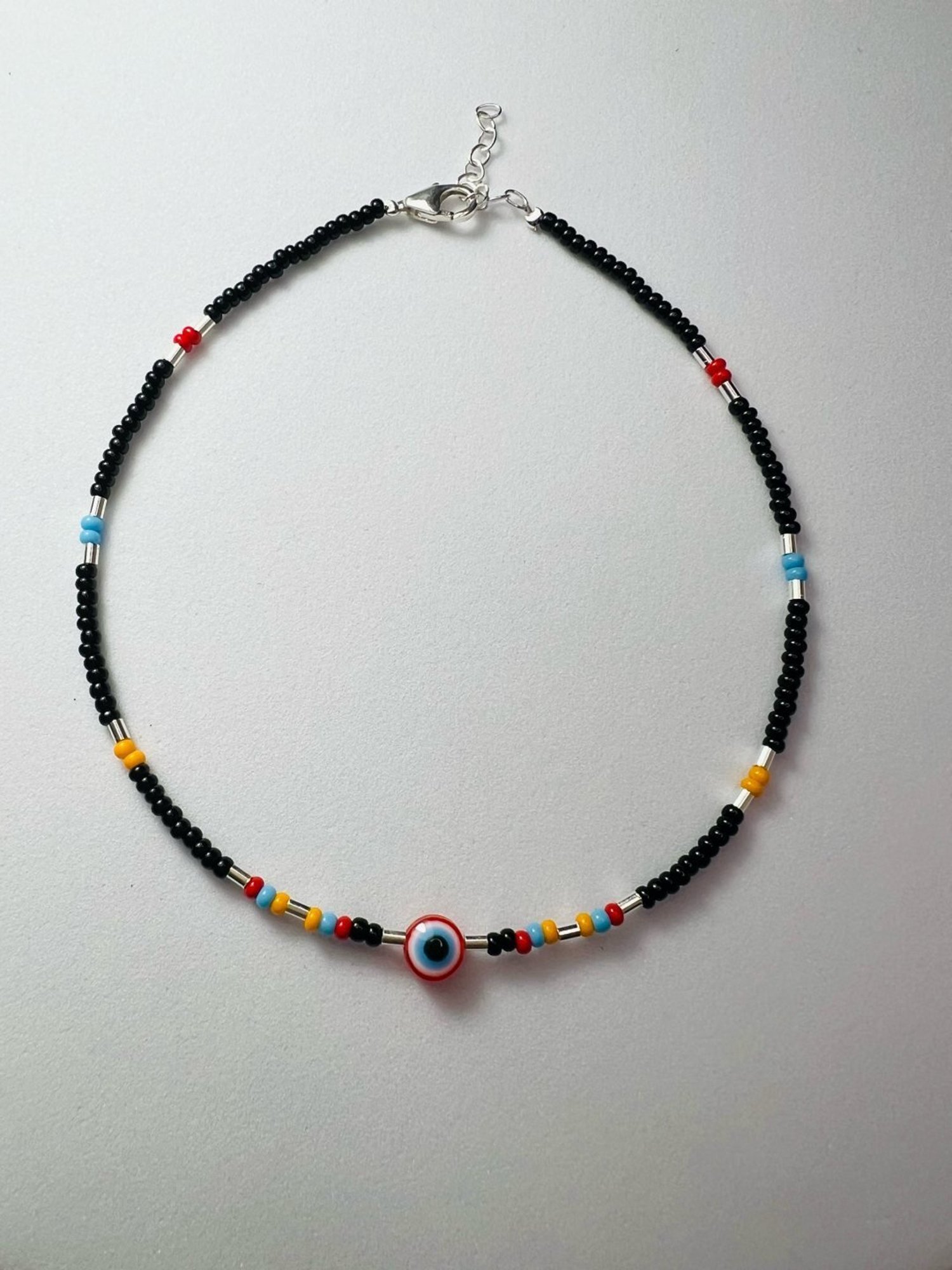 Arte Jewels 925 Sterling Silver Black Beads Evil Eye Anklet for Women & Girls (Single Anklet)