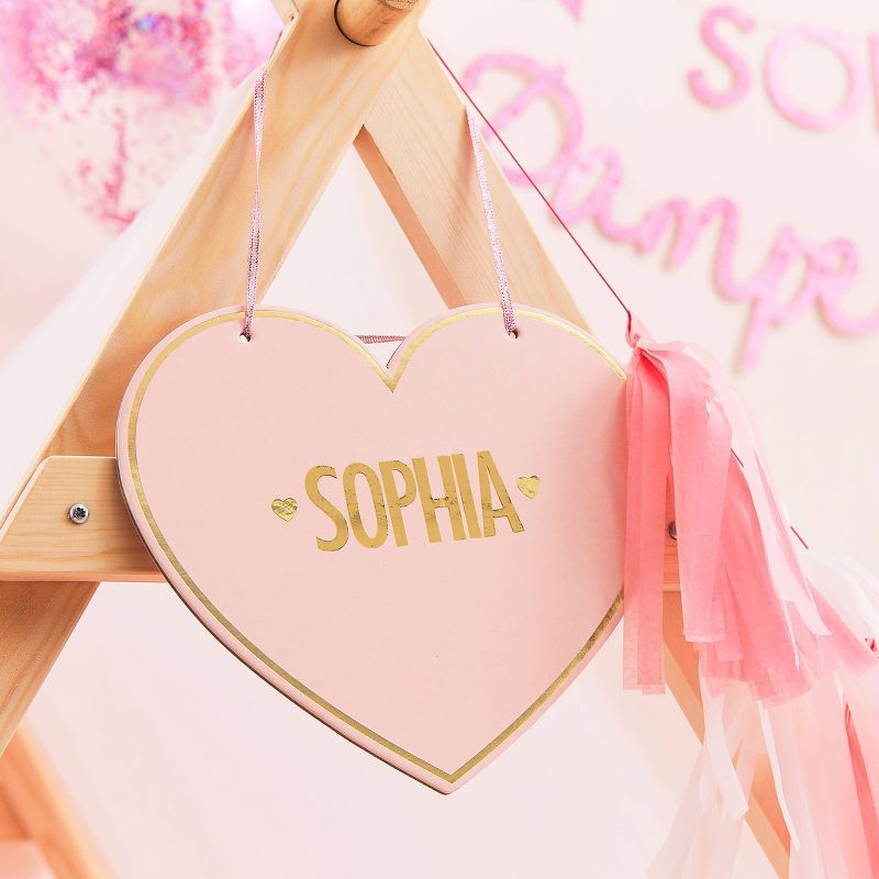Customizable Heart Name Sign Pink