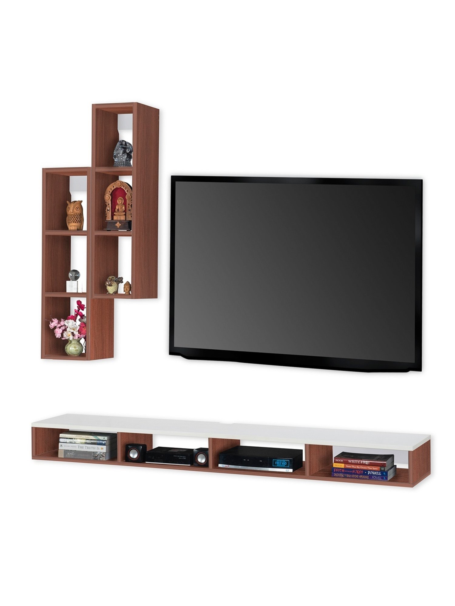 Delite Kom Flex Flowery Wenge & Acacia Dark Engineered Wood TV Entertainment Unit