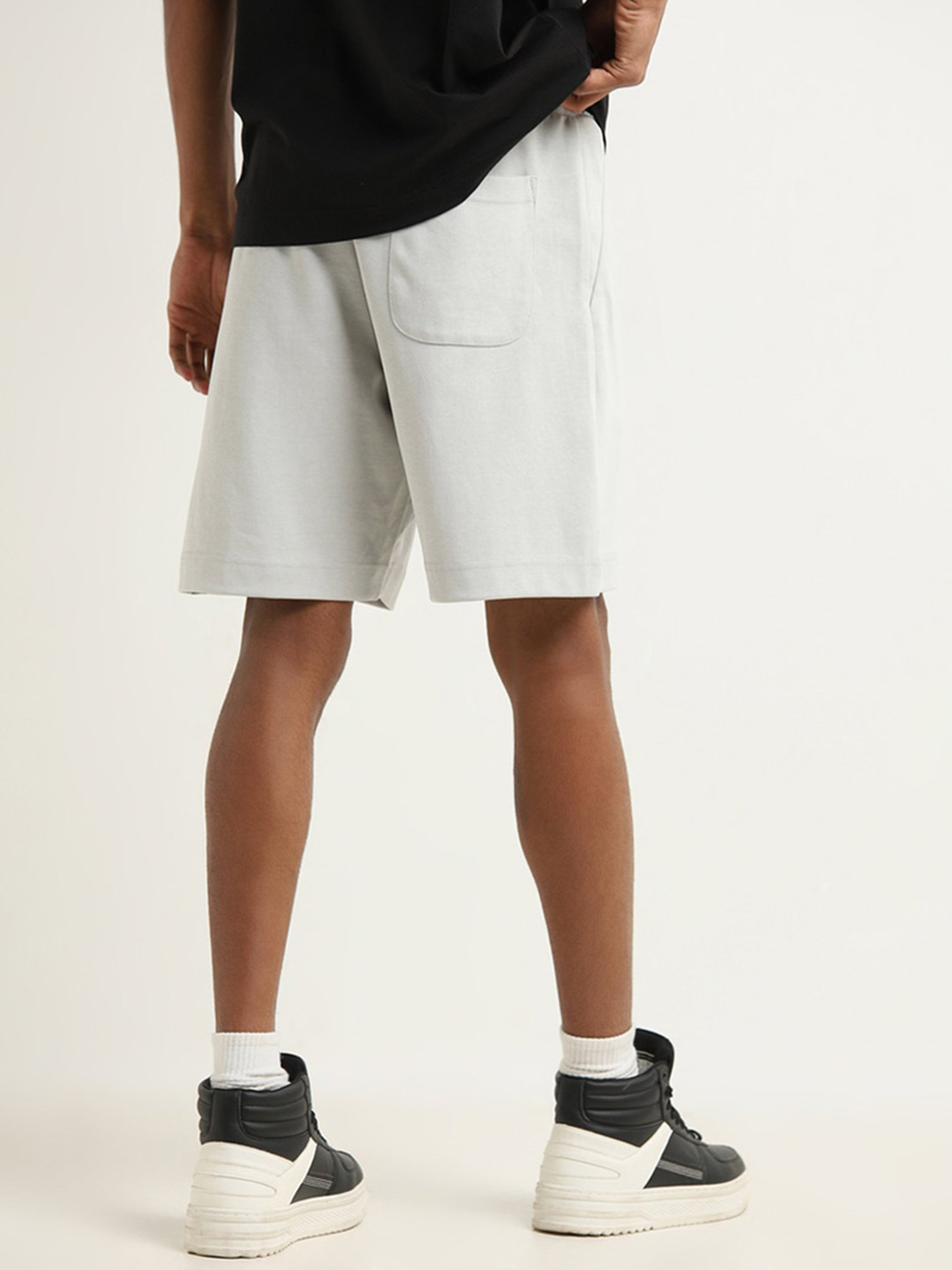 Studiofit by Westside Light Grey Relaxed Fit Mid Rise Shorts