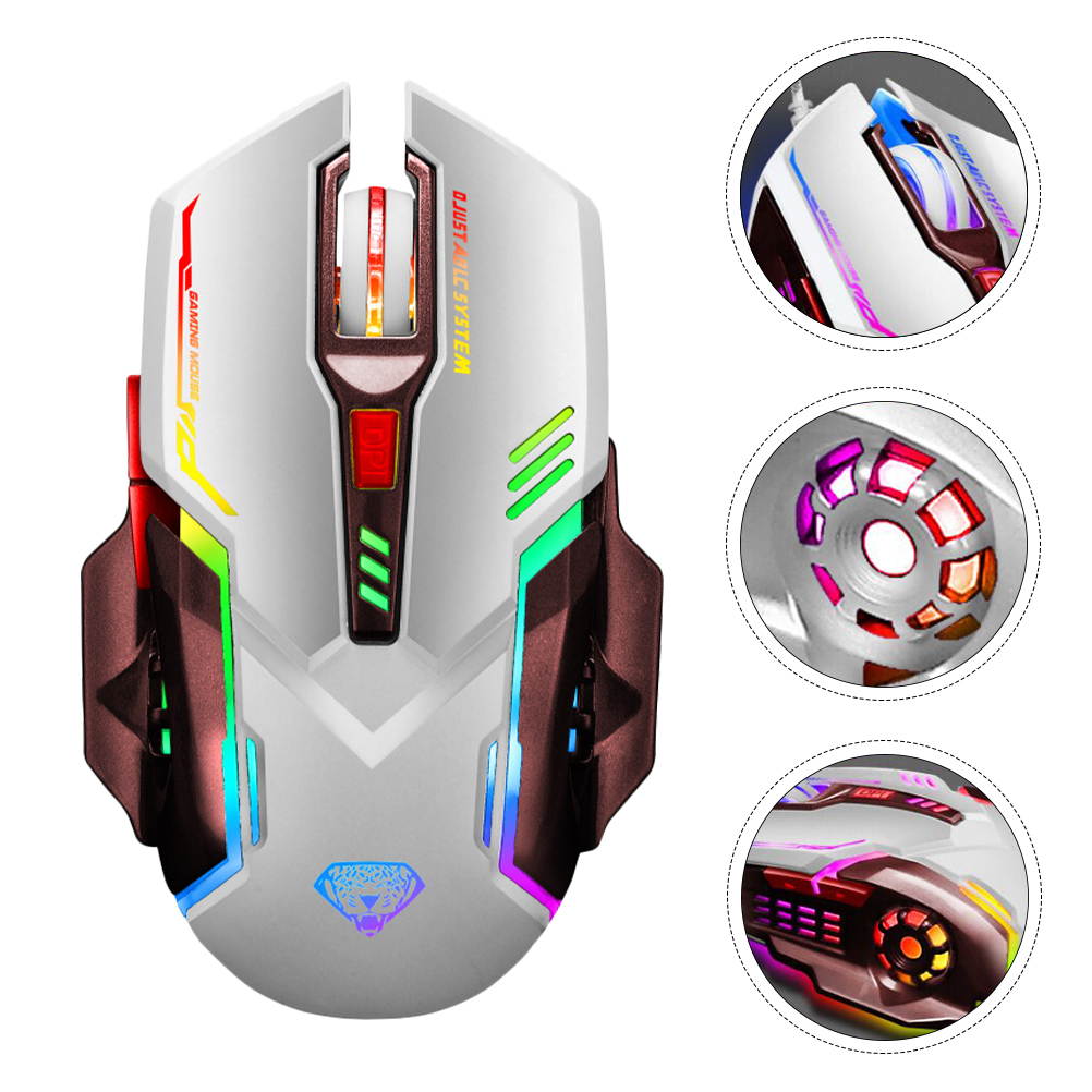 FRCOLOR G402 Ergonomic Luminous USB Wired Gaming Gaming Mouse, Silent Luminous 6 Programmable Side Buttons Gaming 6D Mouse, Suitable  For   Window XP/7/8/10