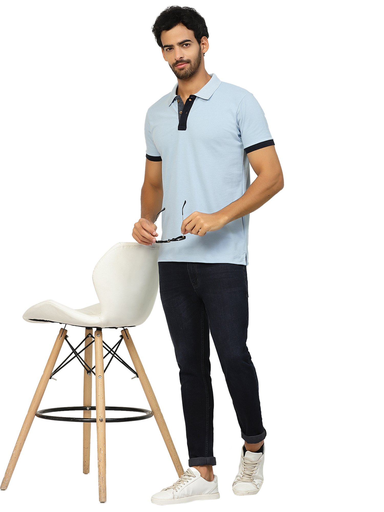 Kalt Sky Blue Regular Fit Polo T-Shirt
