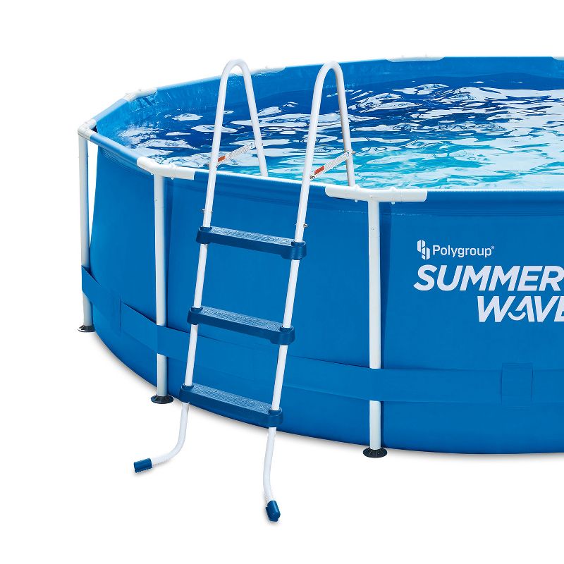 Summer Waves 42 Inch SureStep 3 Step Heavy Duty Steel Outdoor Above Ground Swimming Pool Ladder