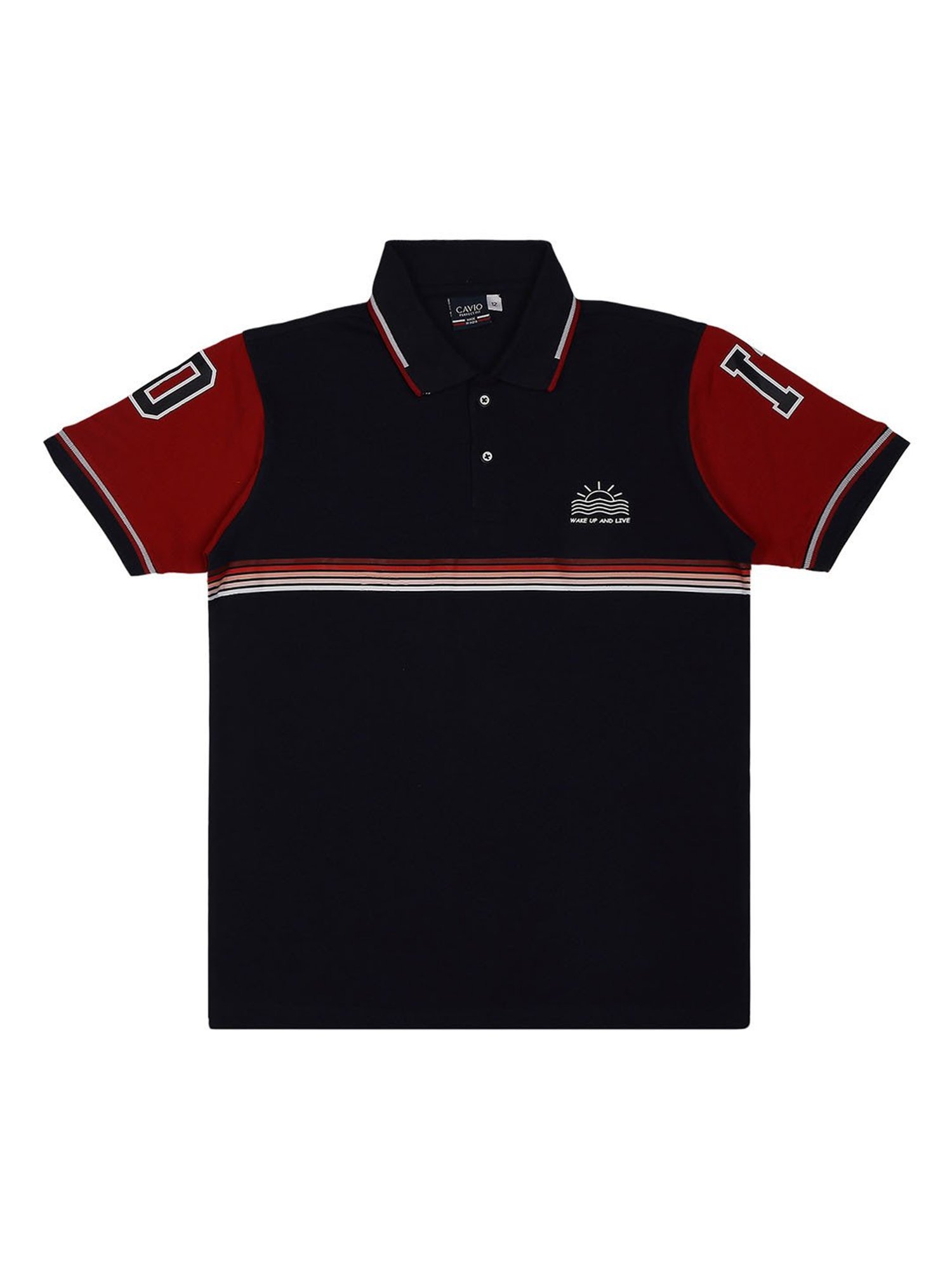 Cavio Kids Navy & Red Striped Polo T-Shirt