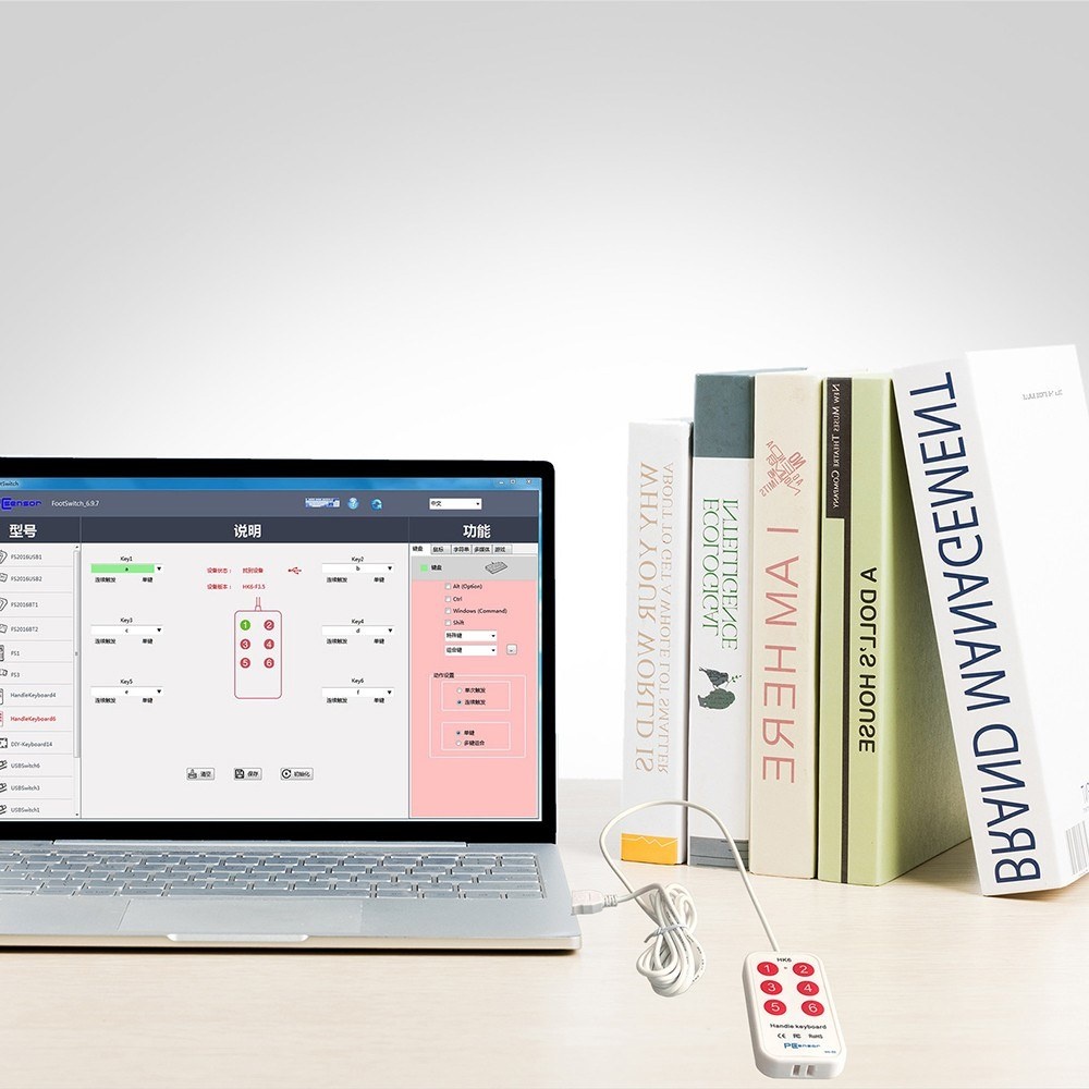 HK_6 USB Handle Keyboard 6 Buttons Handle Keyboard with 6 Shortcuts Support Custom Button Settings for