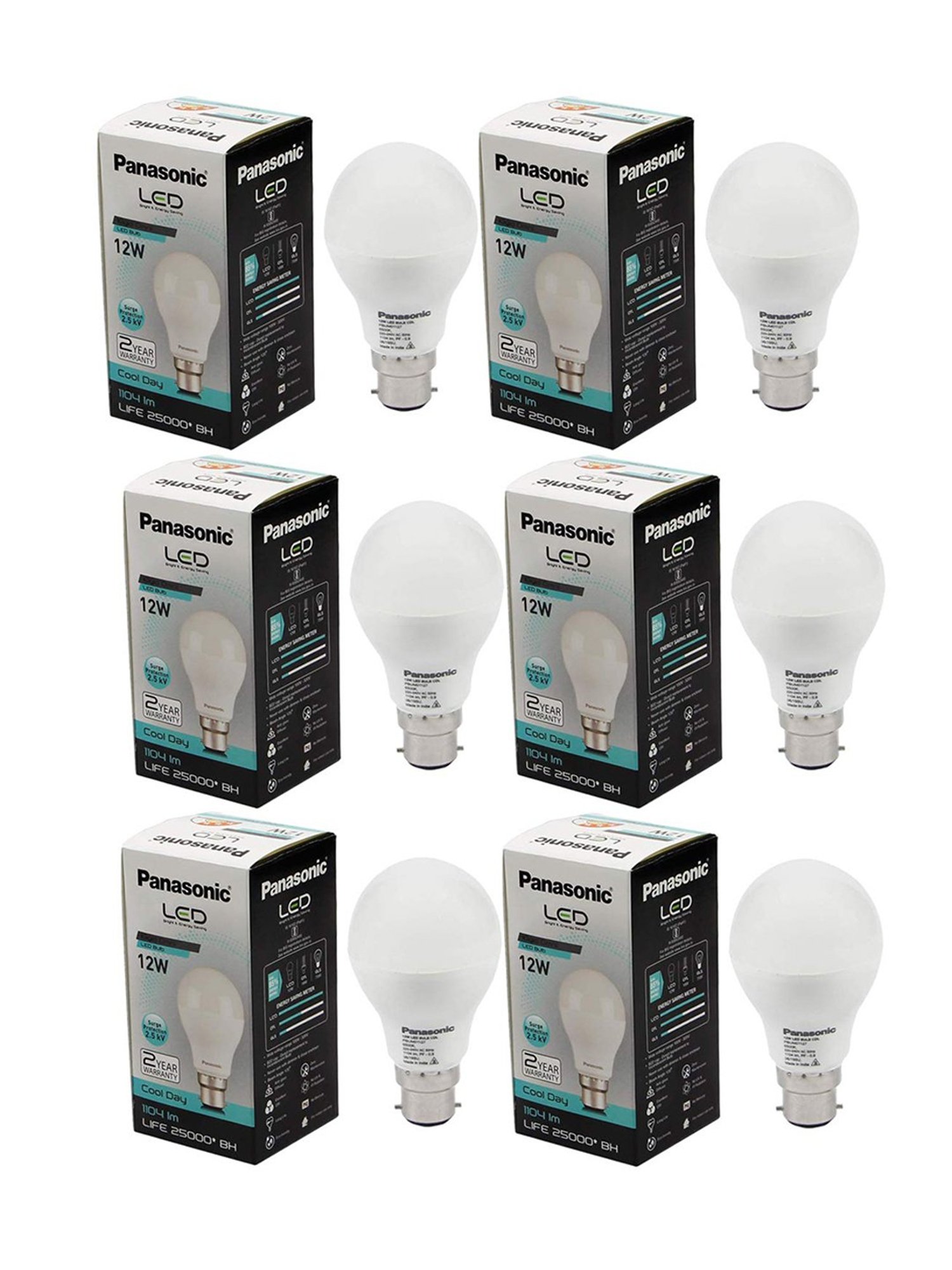 Panasonic PBUM01127 12W LED Bulb - Pack of 6 (White)