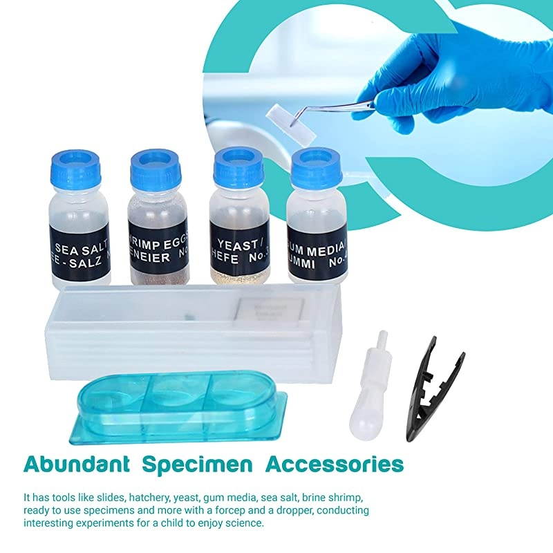 Kids Microscope with Science Microscope Kits for Kids 40X640X LED Beginners Microscope with Kids Science Slides Kid Microscope with 10X16X Zoom Eyepiece and Eyecup