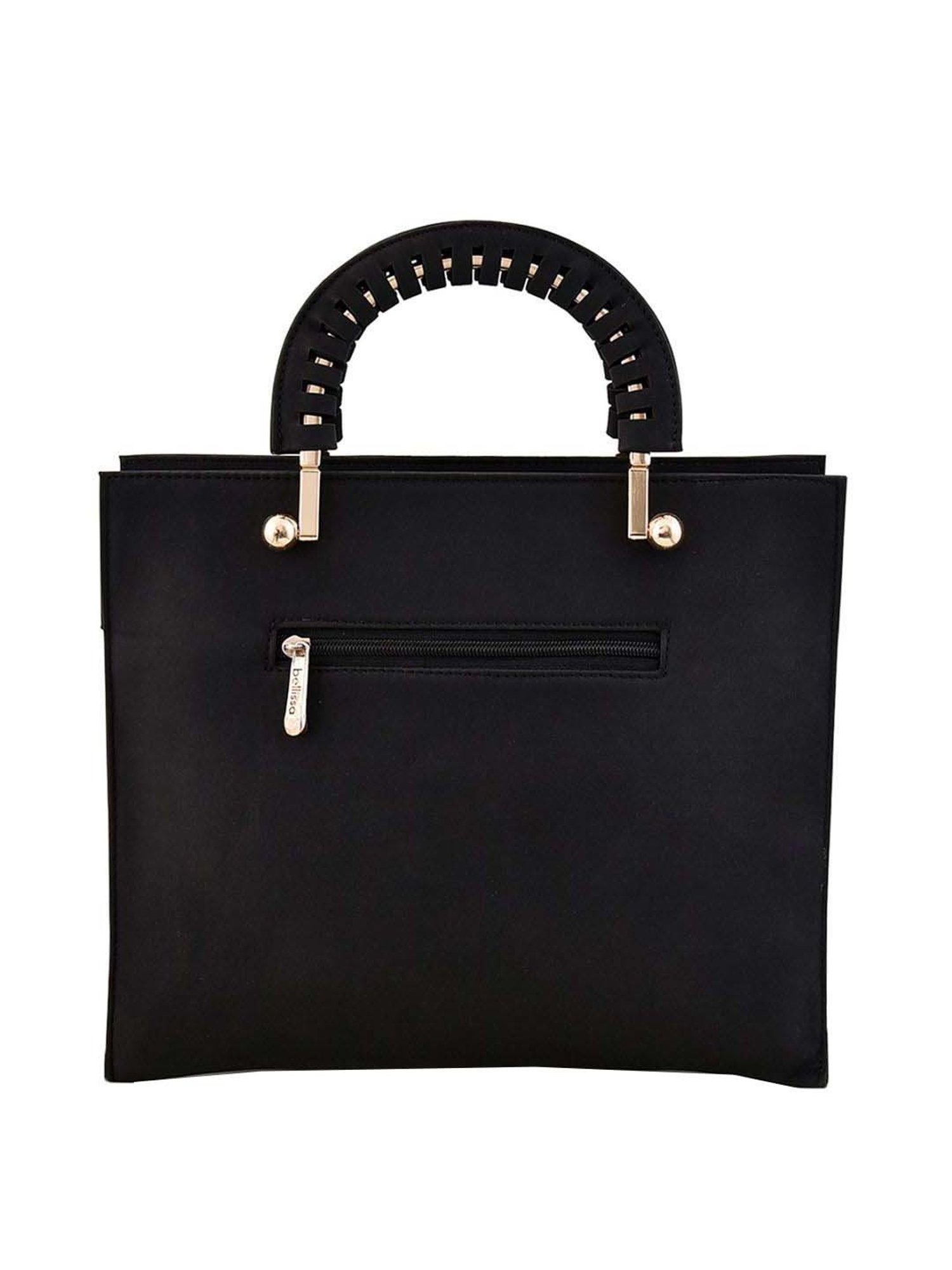 Bellissa Black PU Solid Handbag with Wallet