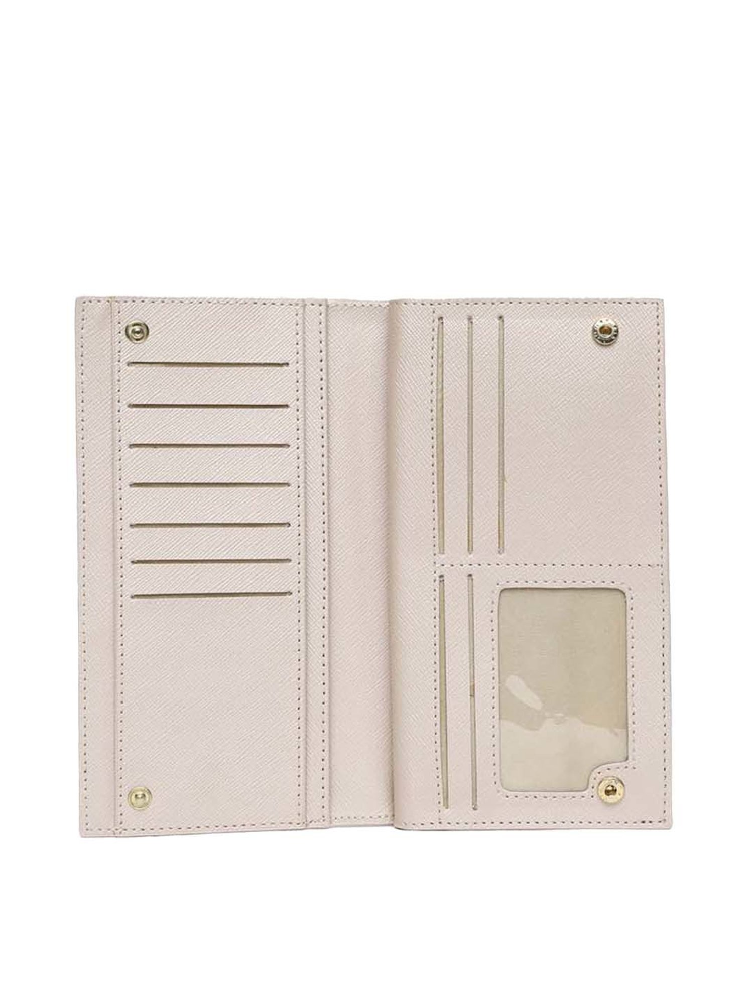 KLEIO Cream Solid Zip Around Wallet for Women